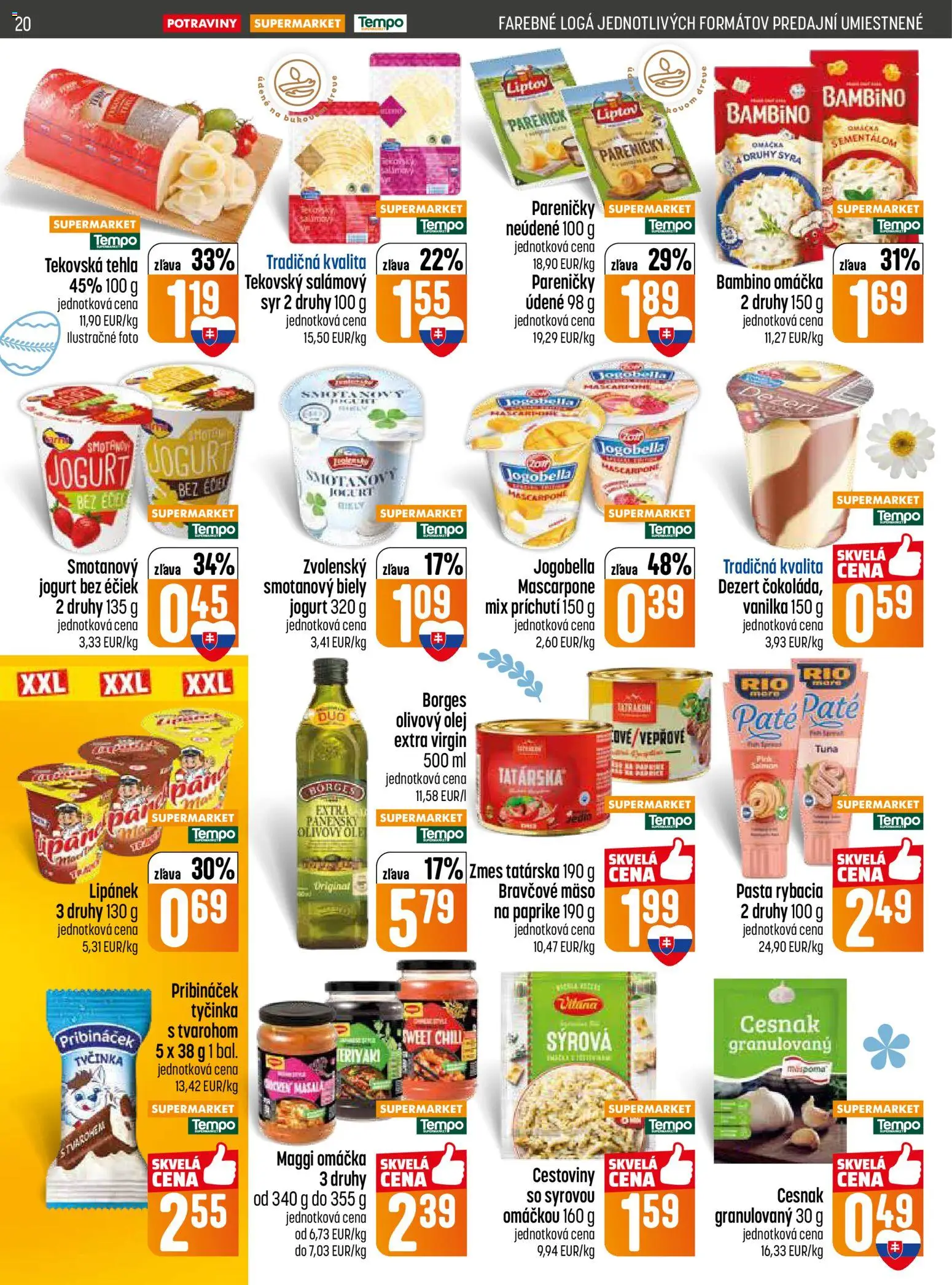 Nové COOP Jednota akcie – leták je platný od 12.03.2026 | Strana: 20 | Produkty: Jogurt, Olej, Cestoviny, Mascarpone