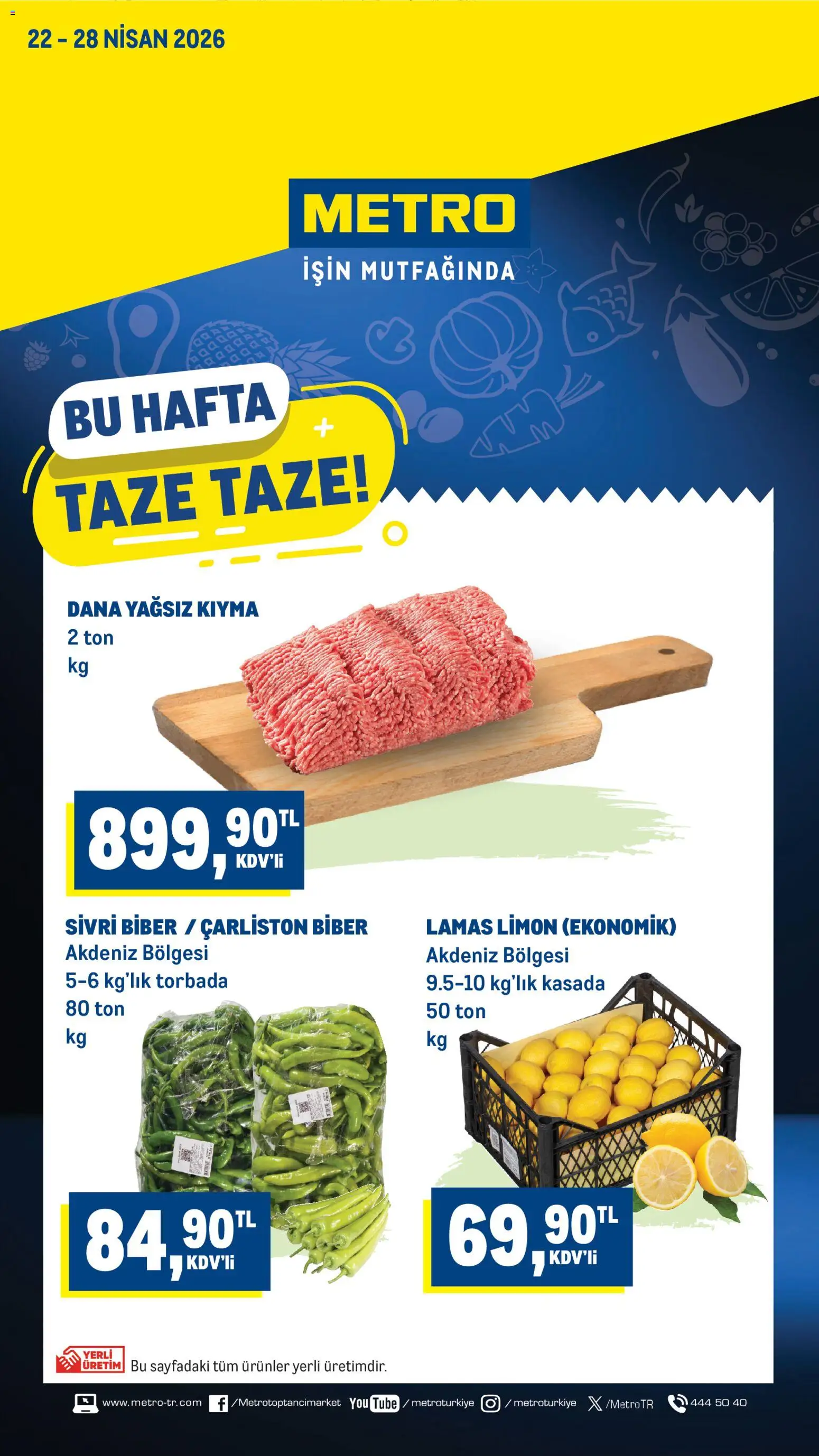 Metro Katalog - 22.04.2026 tarihinden itibaren geçerlidir | Sayfa: 1 | Ürünler: Biber, Kıyma, Limon