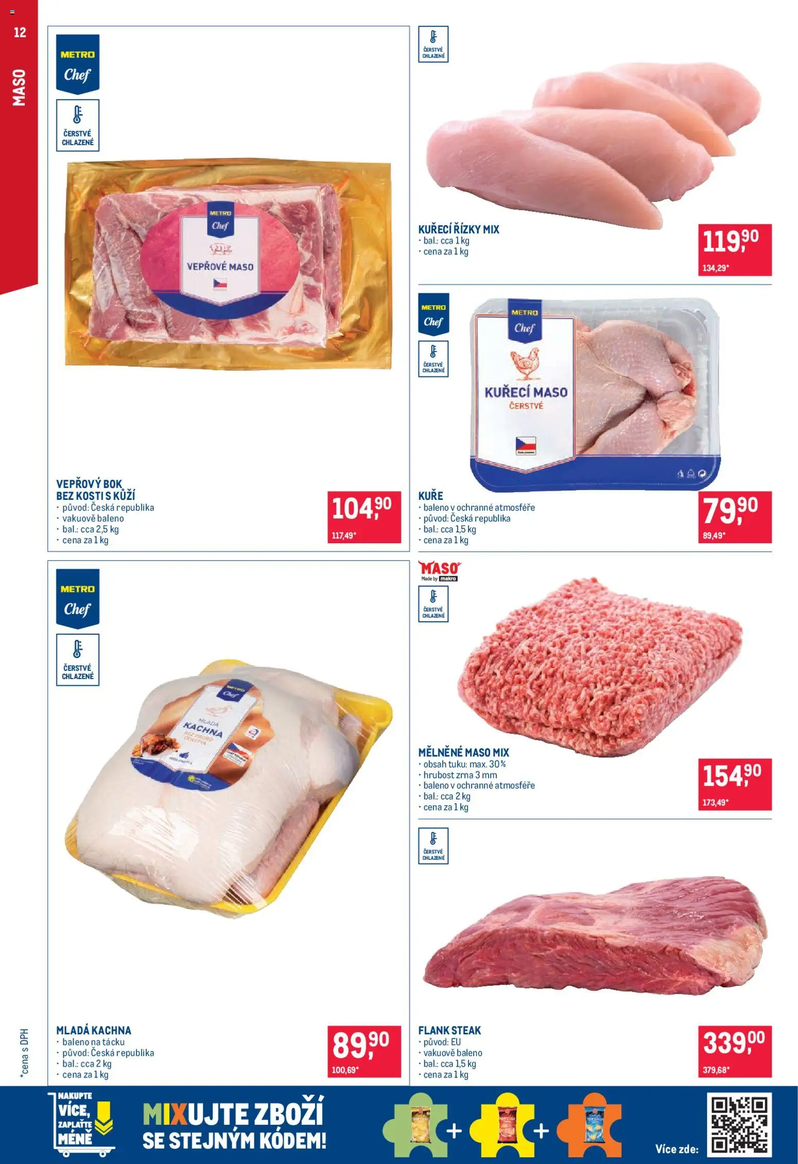 Makro leták - Pro milovníky jídla od 11.02.2026 | Strana: 12 | Produkty: Kuřecí řízky, Kuřecí maso, Steak, Vepřový bok bez kosti