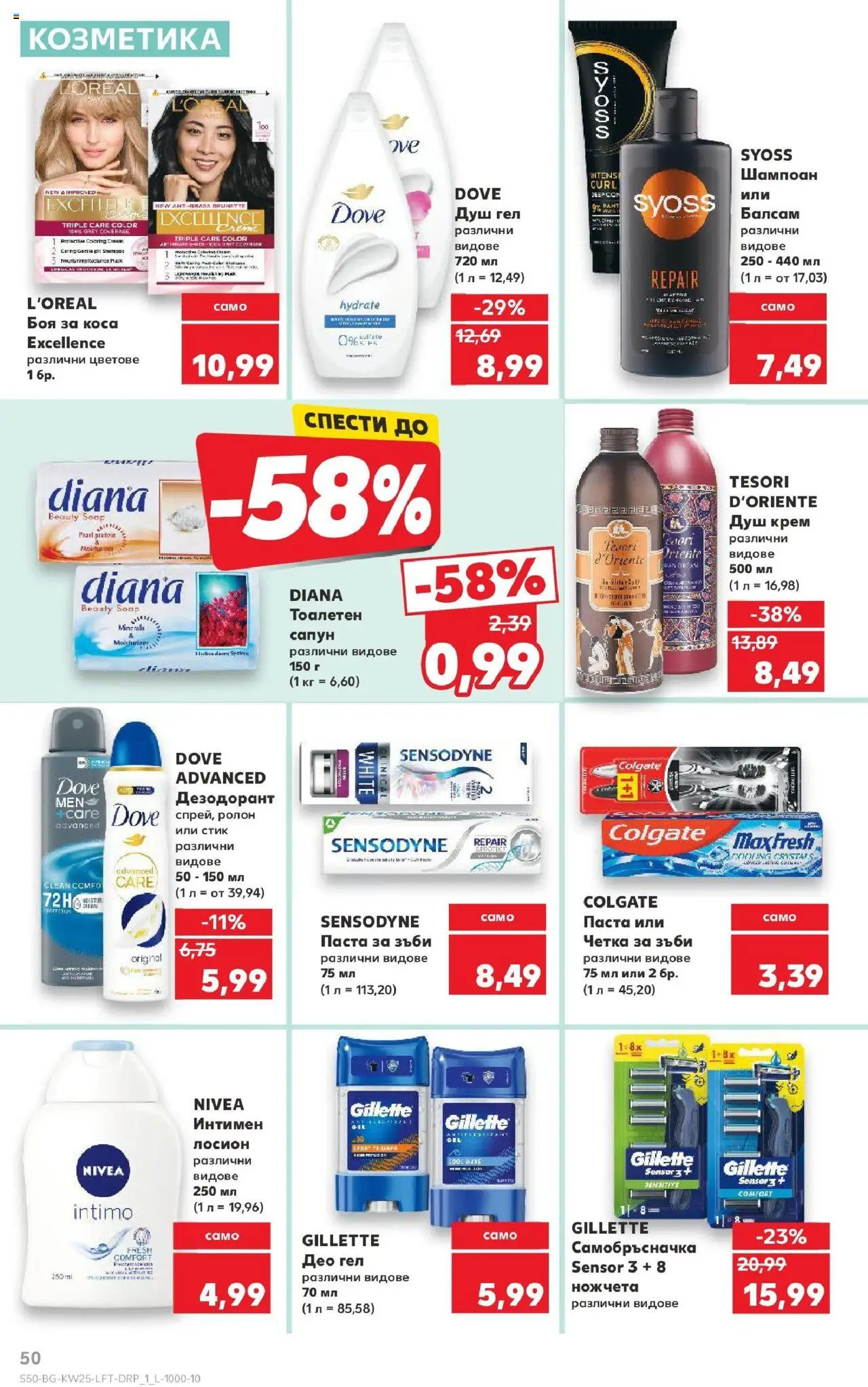  | Страница: 50 | Продукти: Душ гел, Паста за зъби, Самобръсначка, Лосион