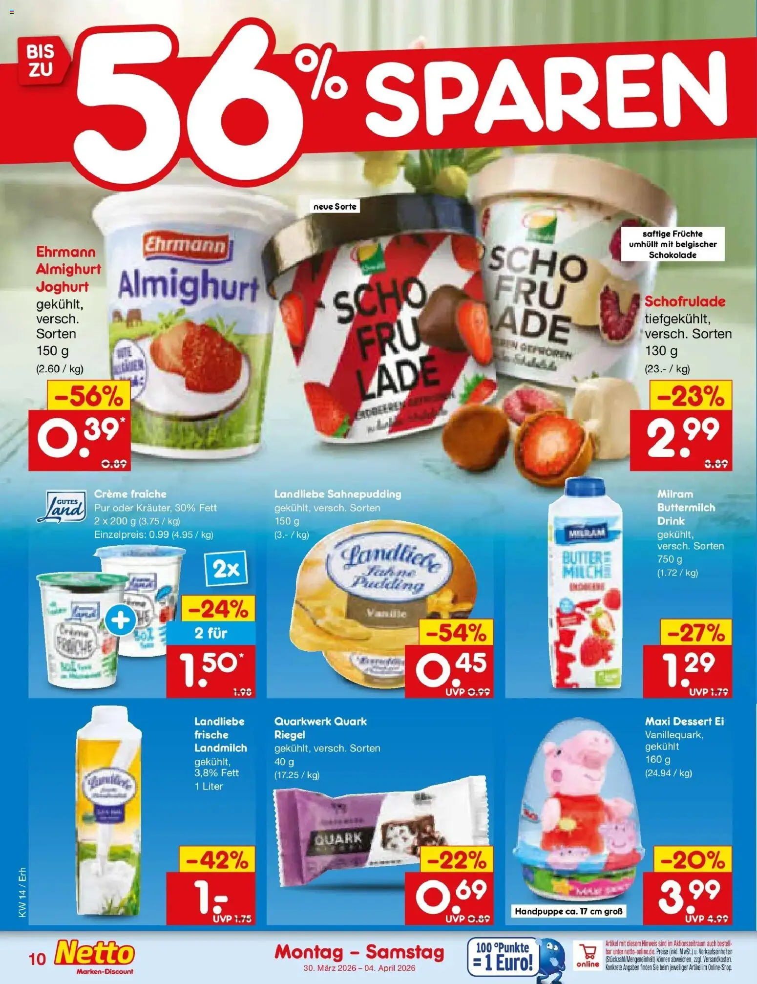 Netto Marken-Discount Prospekt Metten	 – gültig ab 29.03.2026 | Seite: 10 | Produkte: Quark, Joghurt, Schokolade, Pudding