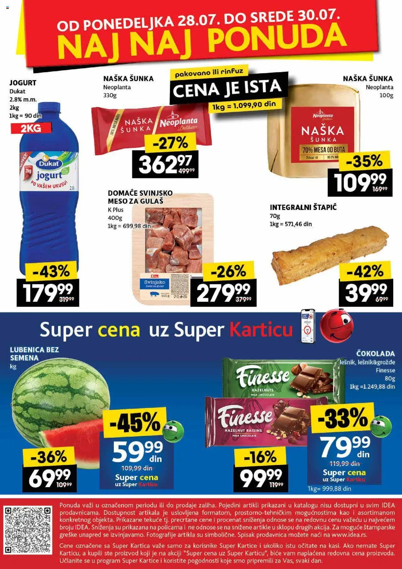 Idea katalog - važi od 24.07.2025 | Strana: 48 | Proizvode: Jogurt, Čokolada, Šunka, Meso za gulaš