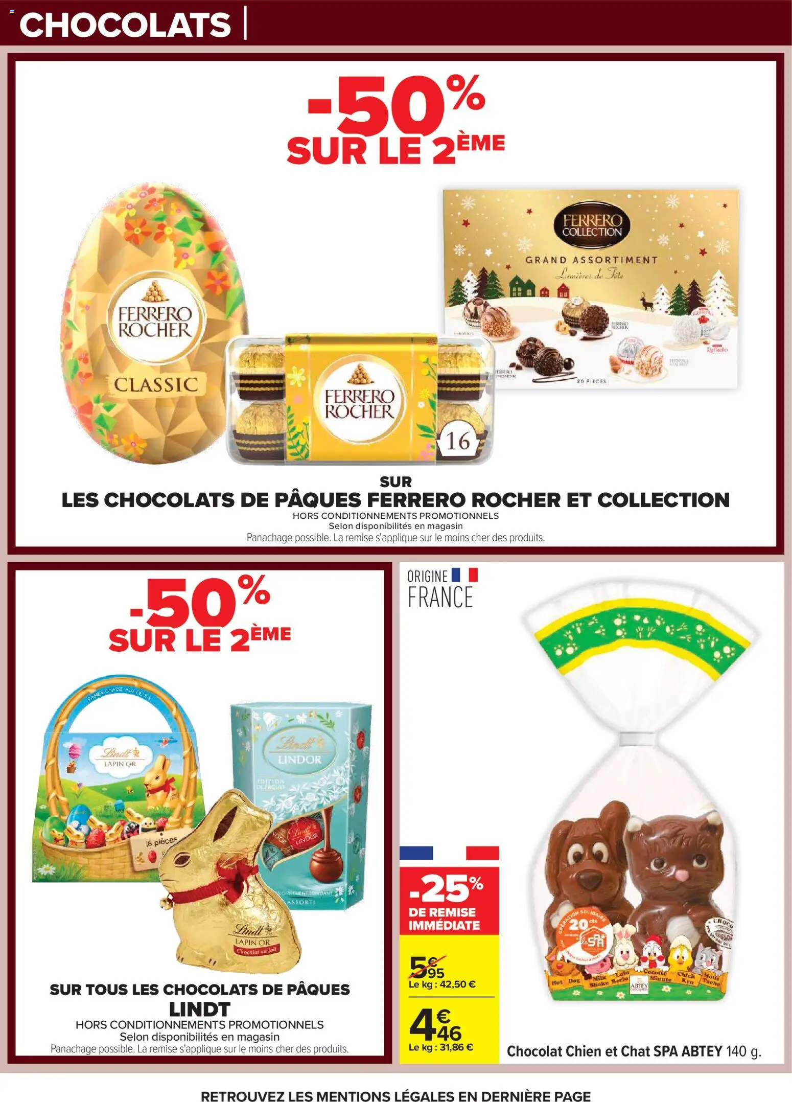{H1} | Page: 42 | Produits: Ferrero rocher, Lapin, Hot dog, Lindt