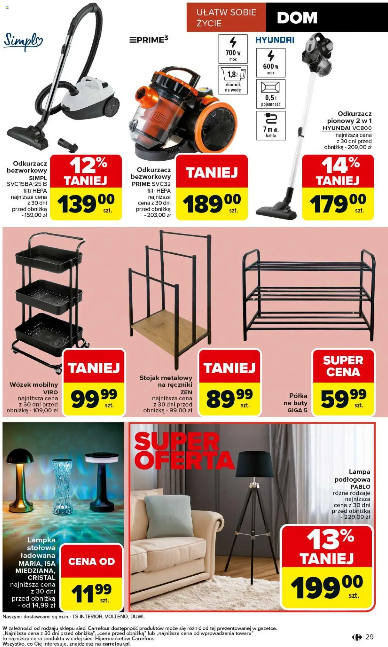 Carrefour Gazetka - Łap okazje od 11.09.2025 | Strona: 29 | Produkty: Buty, Odkurzacz, Półka, Lampa