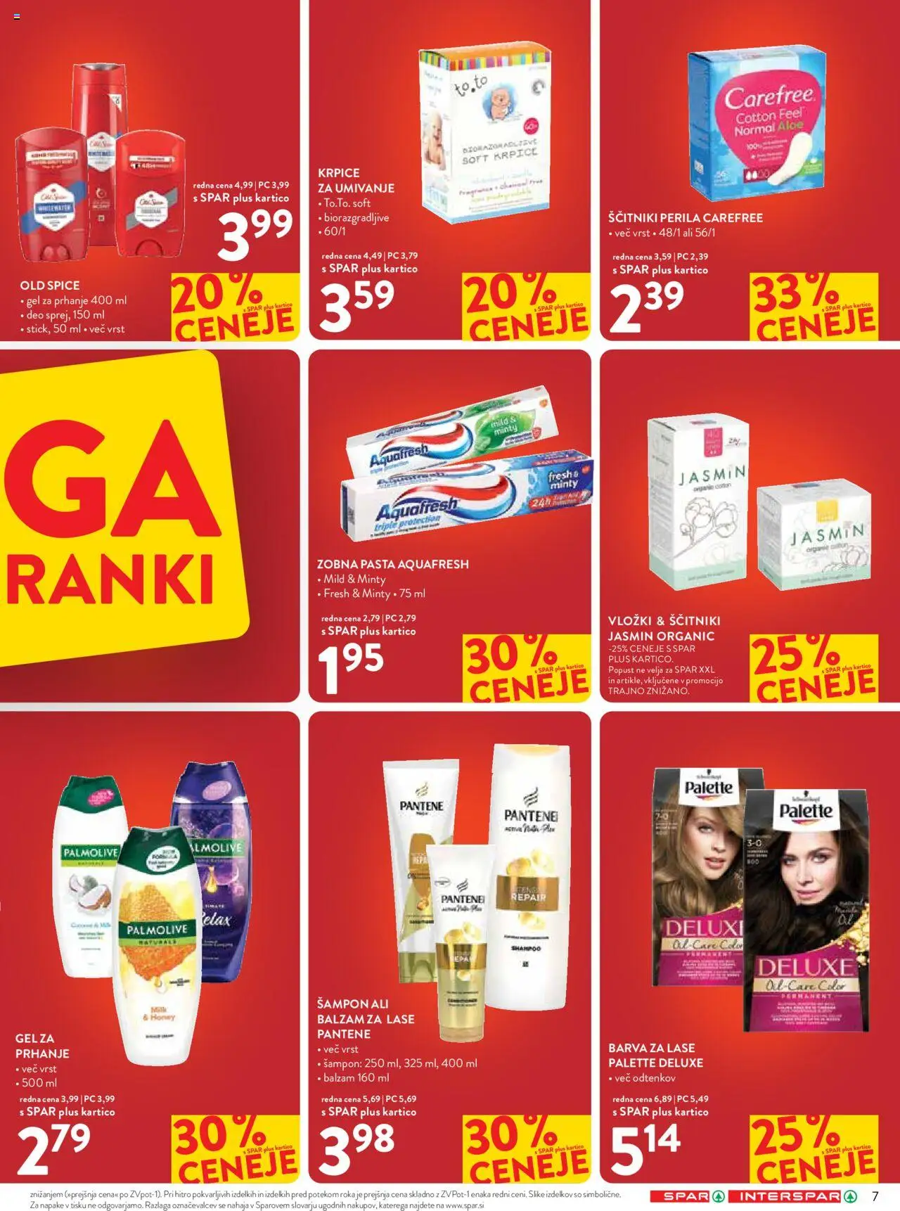 Spar katalog mega 06/25 │ velja od 13.08.2025 | Stran: 7 | Izdelki: Gel za prhanje, Sampon, Zobna pasta, Barva