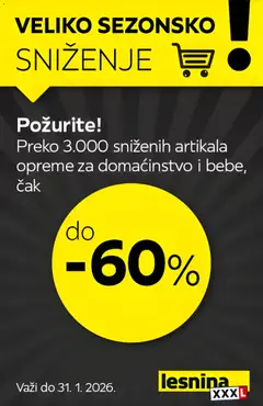 Lesnina XXXL sezonsko sniženje: domaćinstvo - pregled Lesnina XXXL kataloga - važi od 01.01.2026