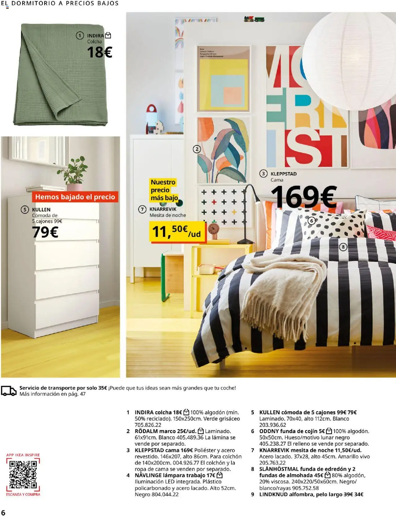Catálogo IKEA Precios bajos. Muy bajos │ válido desde el 04.02.2025 | Página: 6 | Productos: Colchon, Ropa, Almohada, Cojín