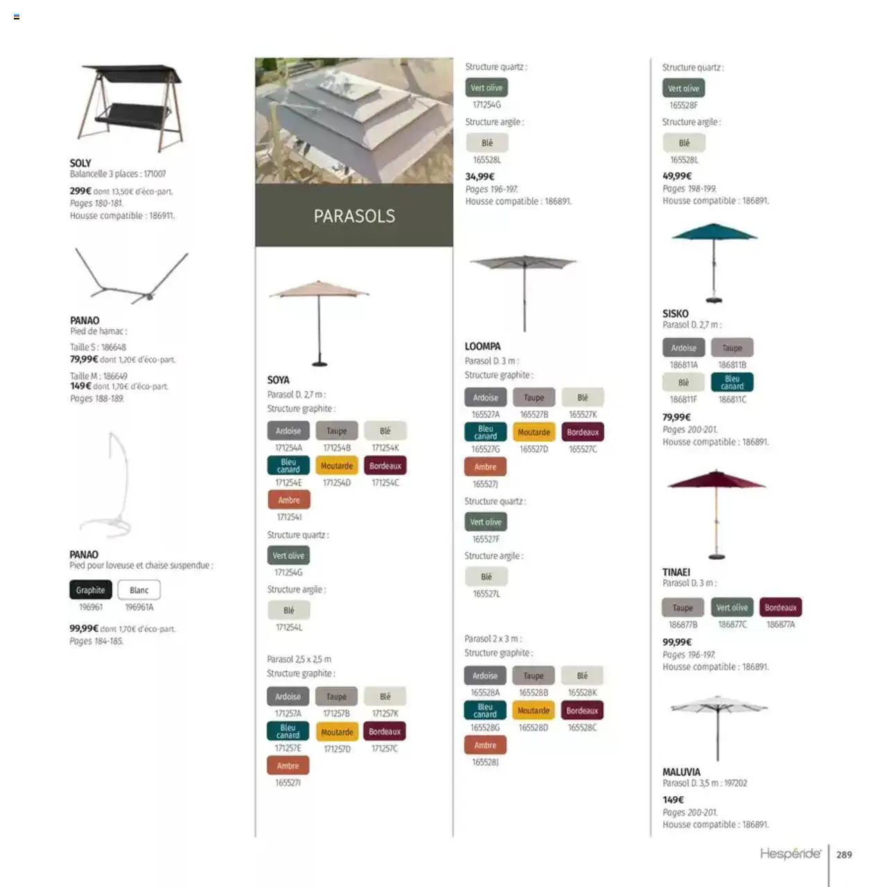  | Page: 289 | Produits: Olive, Hamac, Argile, Chaise
