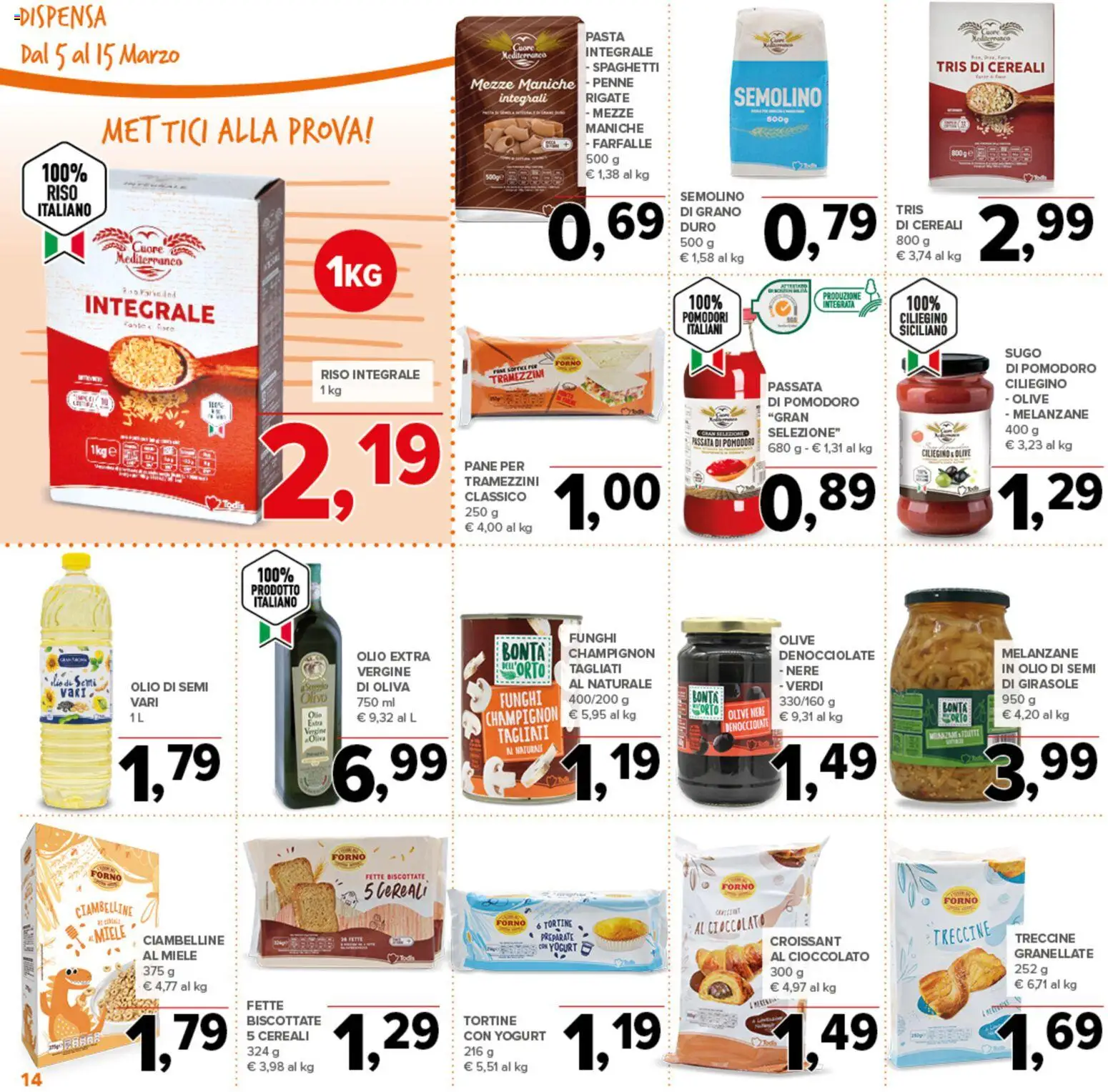 Volantino Todis del 05.03.2026 | Pagina: 14 | Prodotti: Yogurt, Pane, Olive, Penne