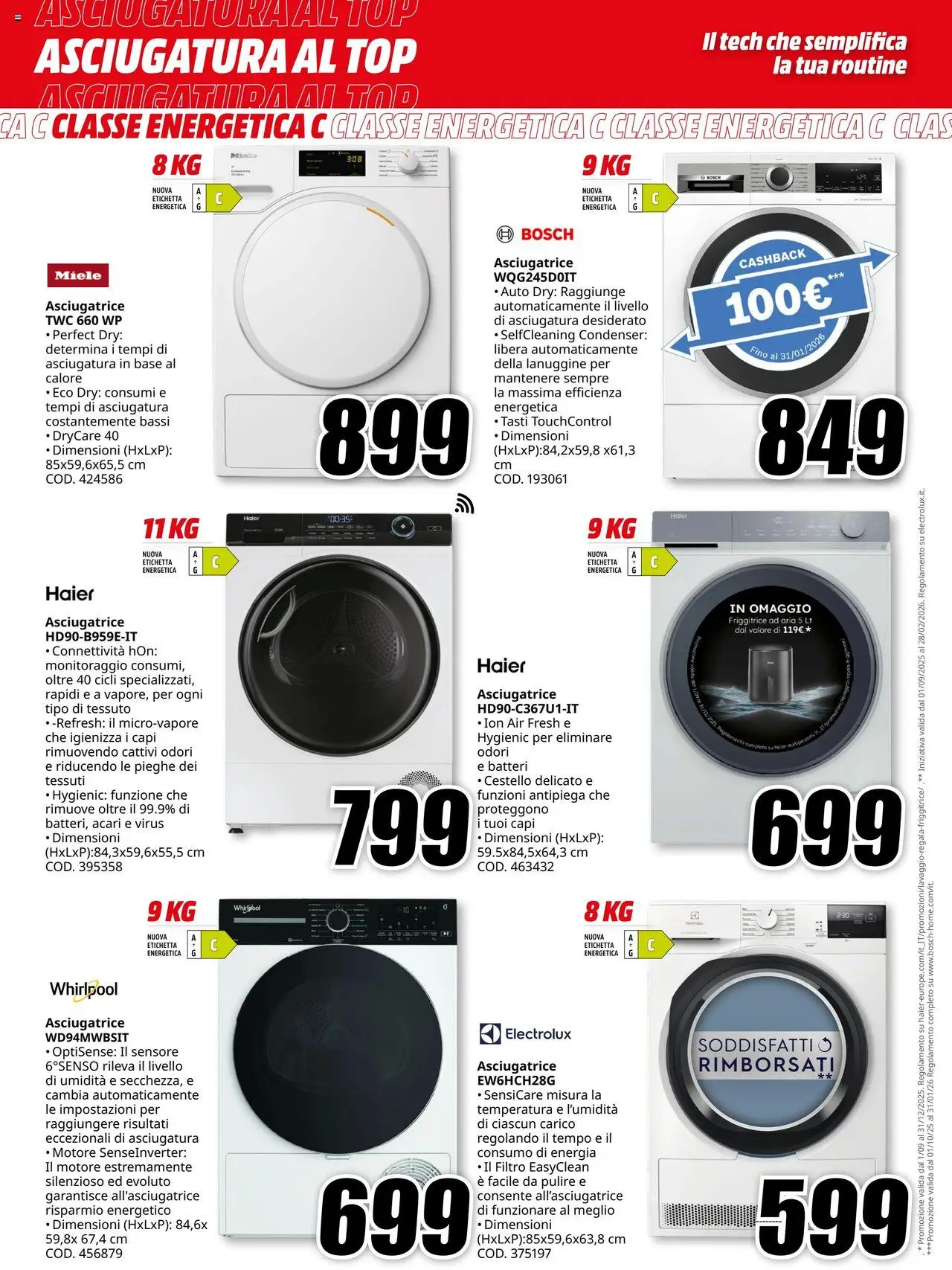 Volantino Media World del 03.10.2025 | Pagina: 4 | Prodotti: Friggitrice ad aria, Asciugatrice, Miele, Friggitrice