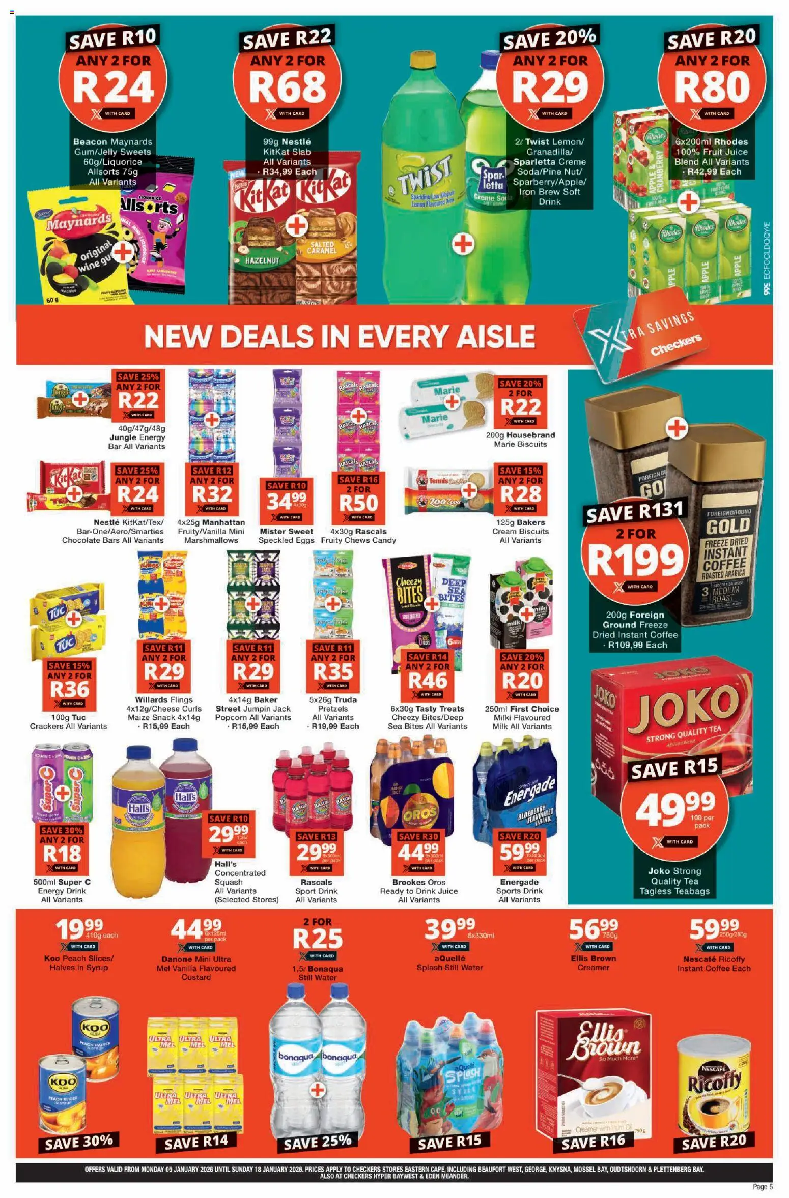 New Checkers catalogue – valid from 05.01.2026 | Page: 5 | Products: Sweets, Creamer, Fruit, Caramel
