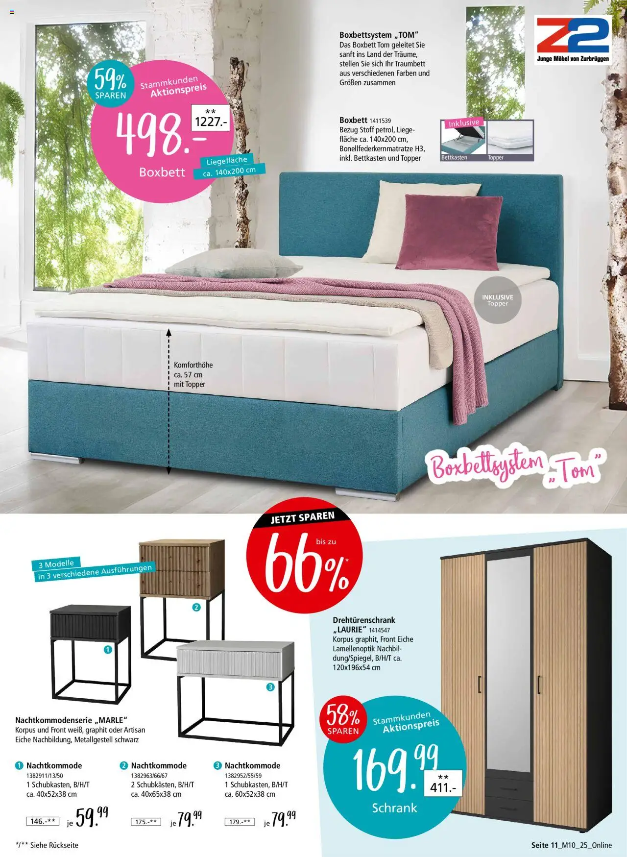 Zurbrüggen - Junges Wohnen - gültig ab dem 09.08.2025 | Seite: 11 | Produkte: Drehtürenschrank, Liege, Topper, Schrank