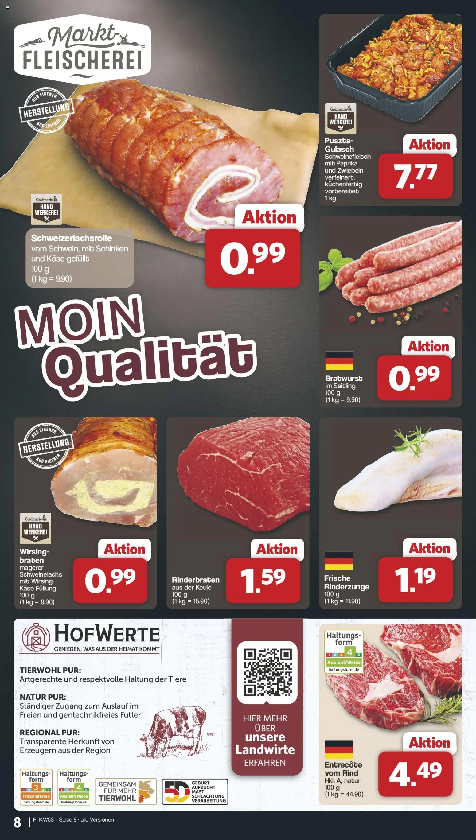 Famila Nordwest Prospekt 	 – gültig ab 12.01.2026 | Seite: 8 | Produkte: Rinderbraten, Käse, Zwiebeln, Gulasch