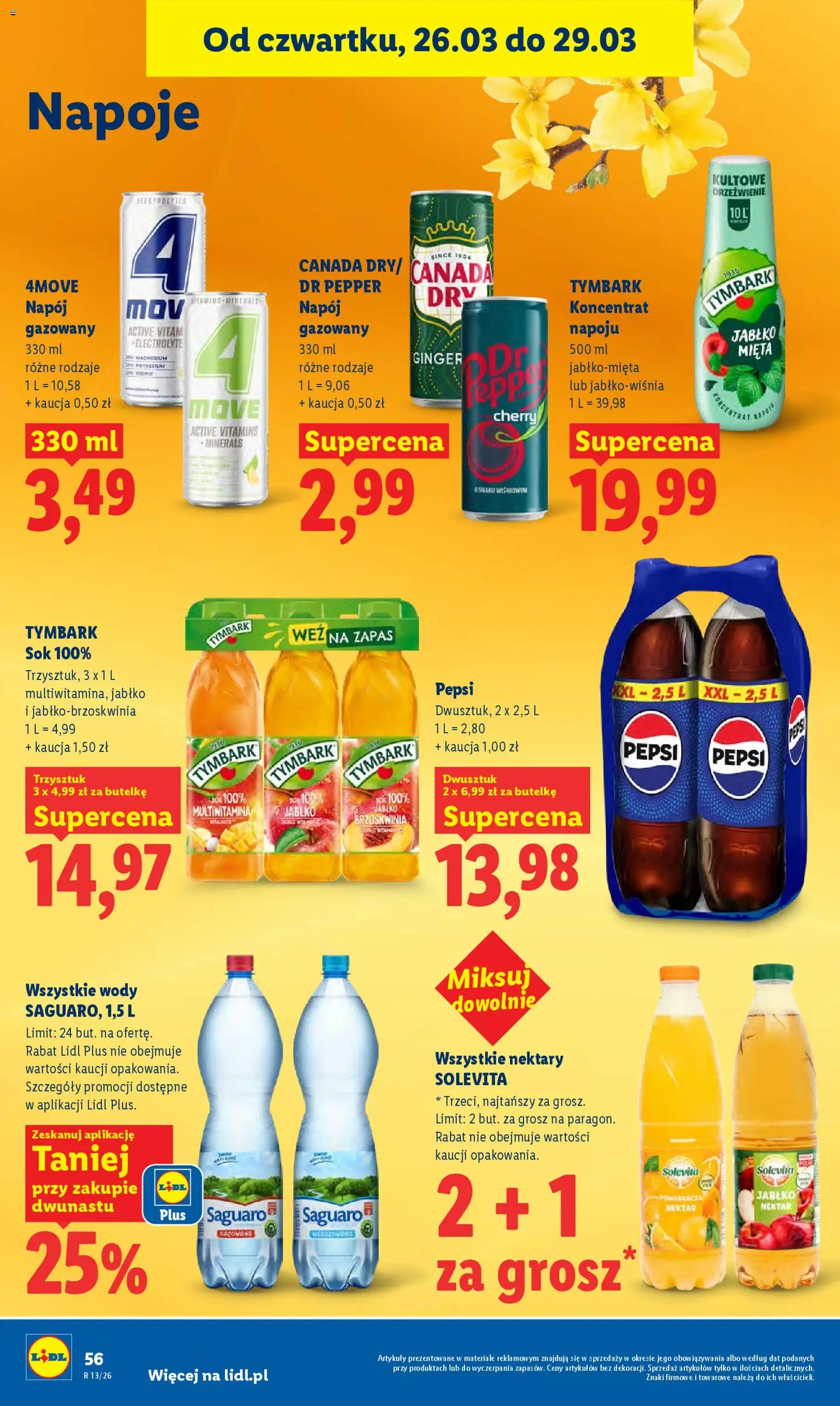 Lidl gazetka od 26.03.2026 | Strona: 56 | Produkty: Brzoskwinia, Napoje, Mięta, Sok