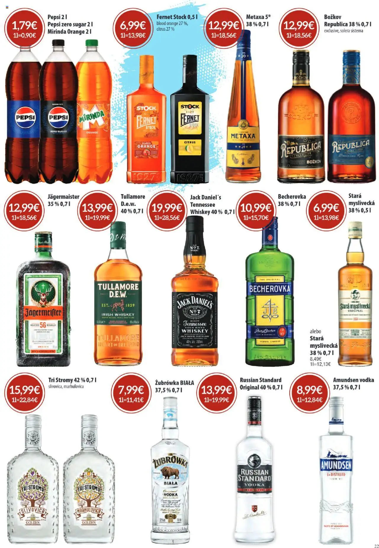 Nové Sintra akcie – leták je platný od 02.10.2025 | Strana: 22 | Produkty: Jägermeister, Fernet, Fernet Stock, Jack Daniel's