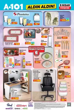 09.04.2026 tarihinden itibaren geçerli olan A101 kataloğu önizlemesi | Sayfa: 12 | Ürünler: Tepsi, Telefon, Su bardağı, Sabunluk