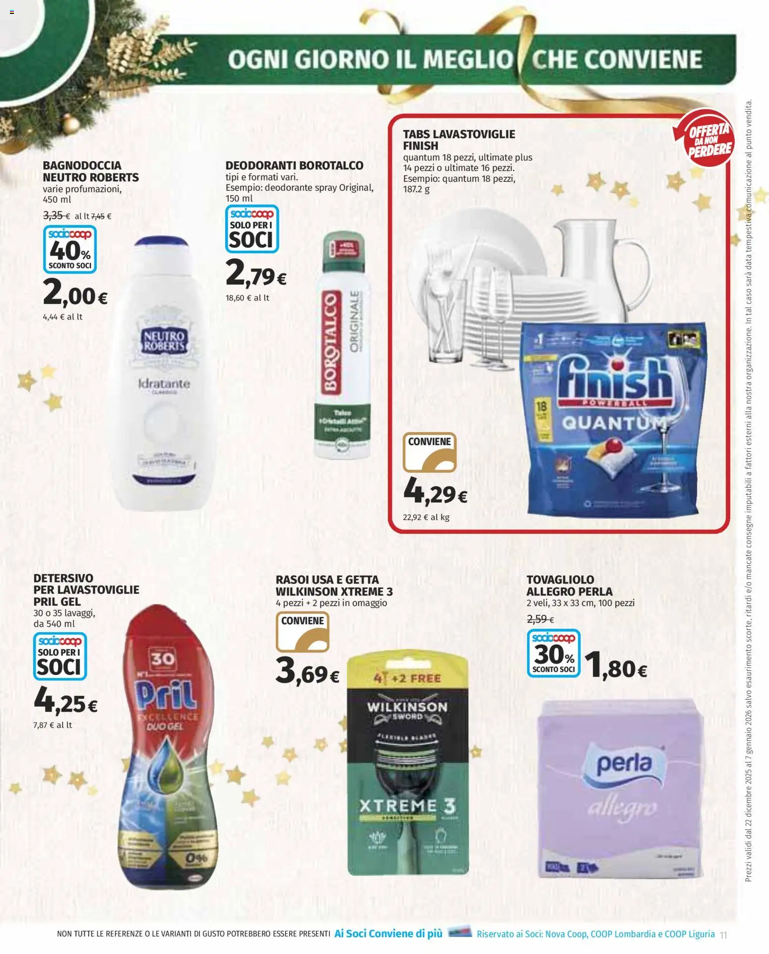 Volantino COOP del 22.12.2025 | Pagina: 11 | Prodotti: Deodorante, Detersivo per lavastoviglie, Lavastoviglie, Data