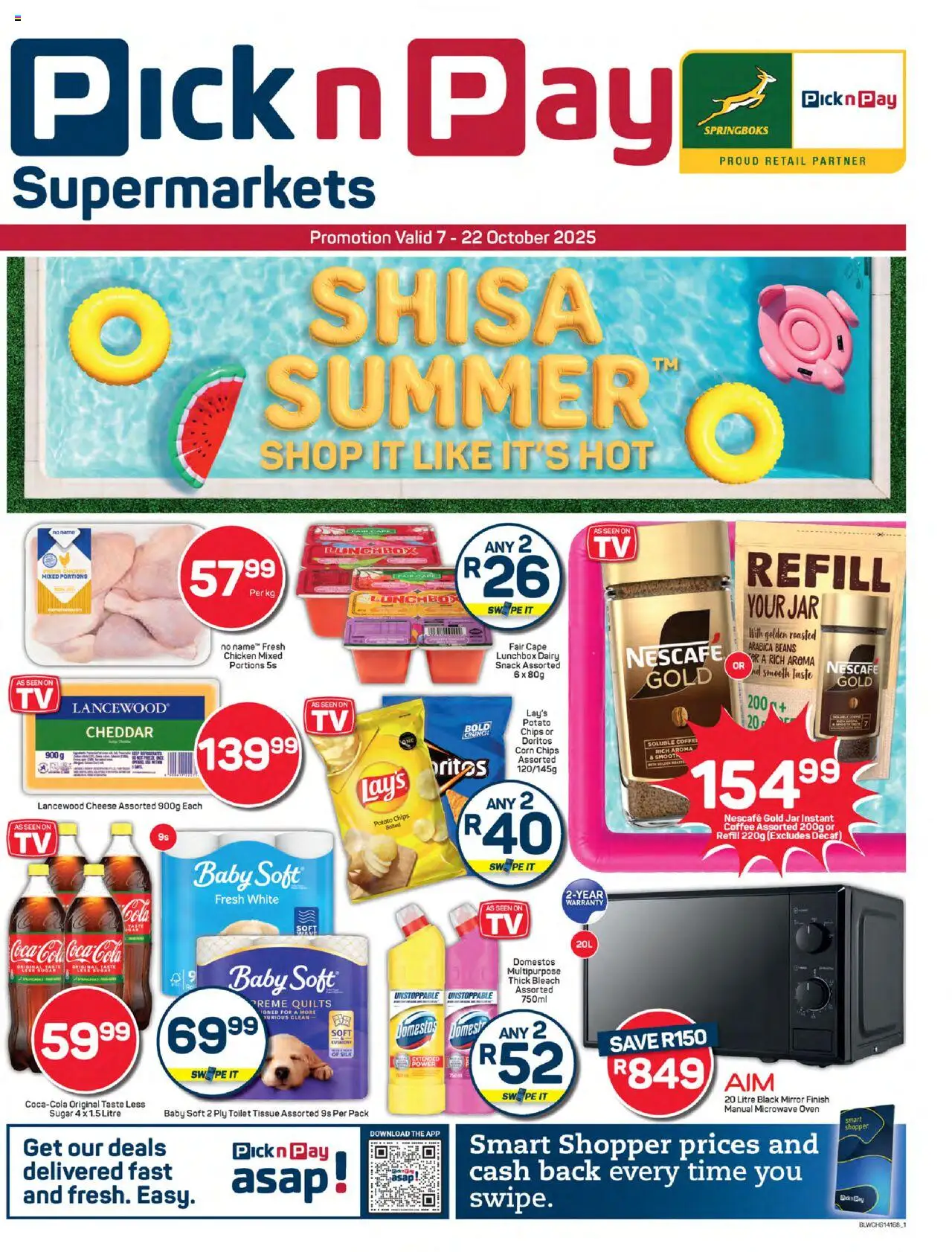 New Pick n Pay catalogue – valid from 07.10.2025 | Page: 1 | Products: Oven, Cheese, Chicken, Estuche organizador de viaje