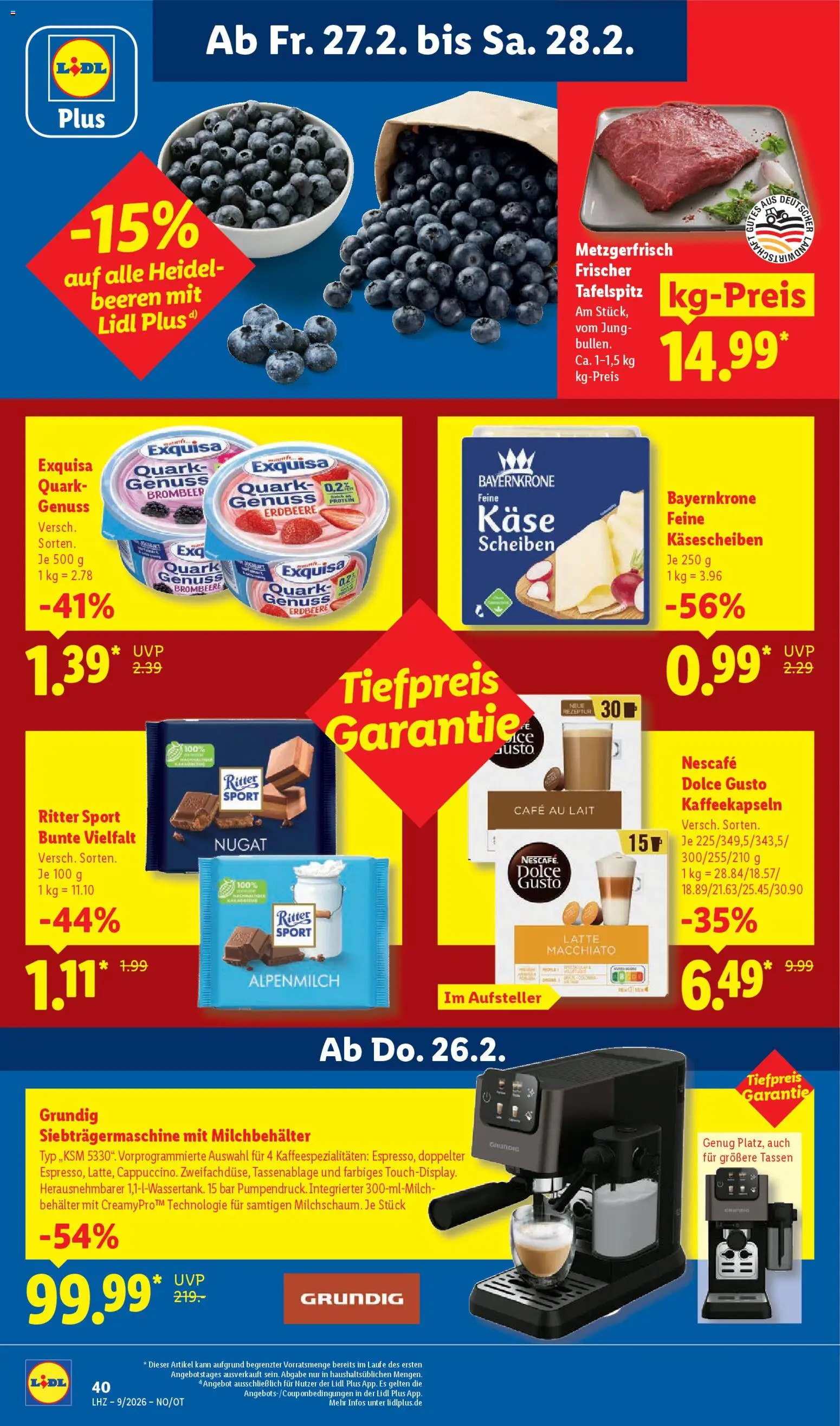 Lidl Prospekt Grimma – gültig ab 23.02.2026 | Seite: 64 | Produkte: Quark, Käse, Ritter sport, Dolce gusto