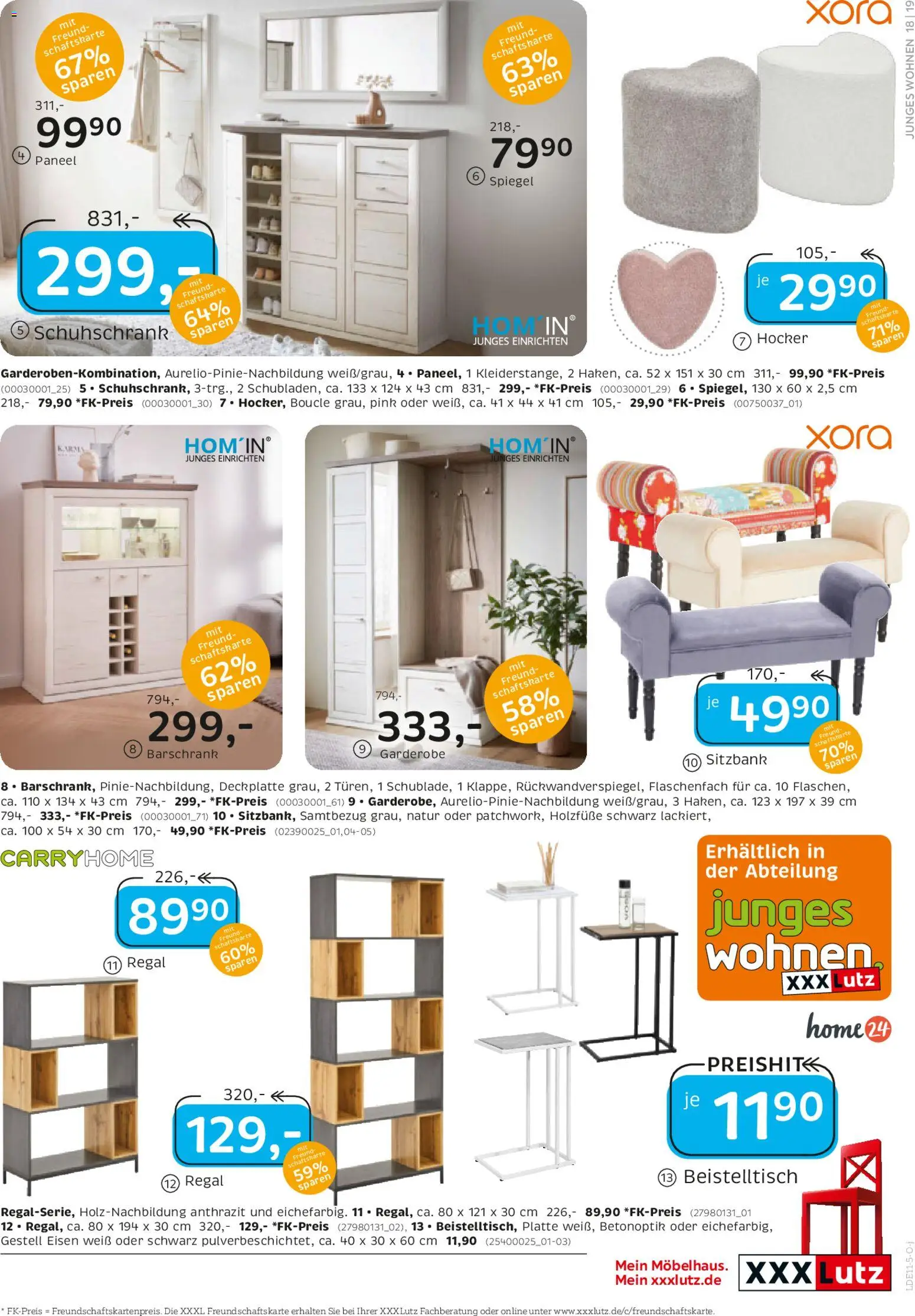 XXXL Lutz Junges Wohnen – gültig ab 26.10.2025 | Seite: 19 | Produkte: Hocker, Beistelltisch, Regal, Spiegel