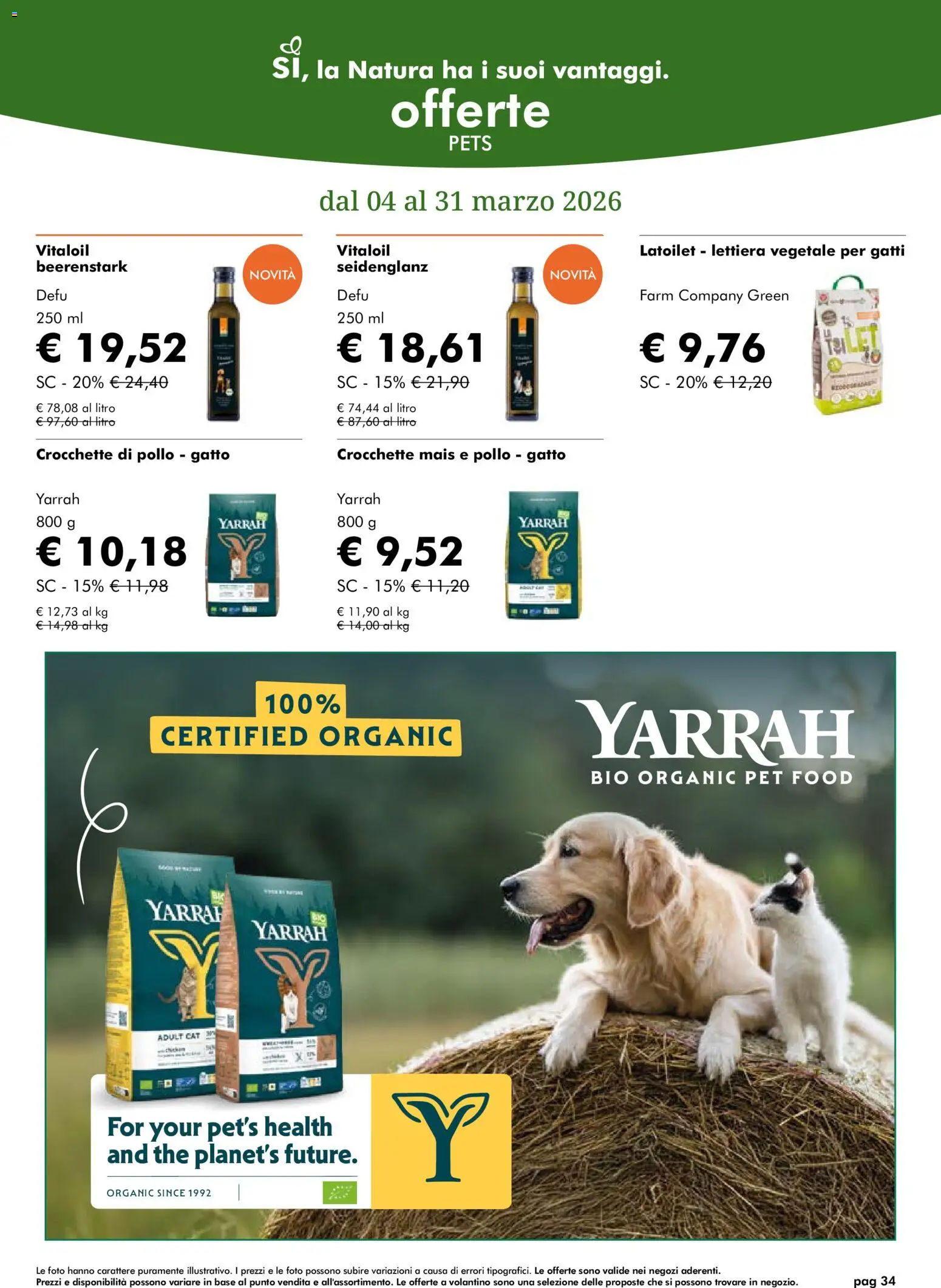 Volantino Natura Sì del 04.03.2026 | Pagina: 34 | Prodotti: Pollo, Crocchette, The, Mais