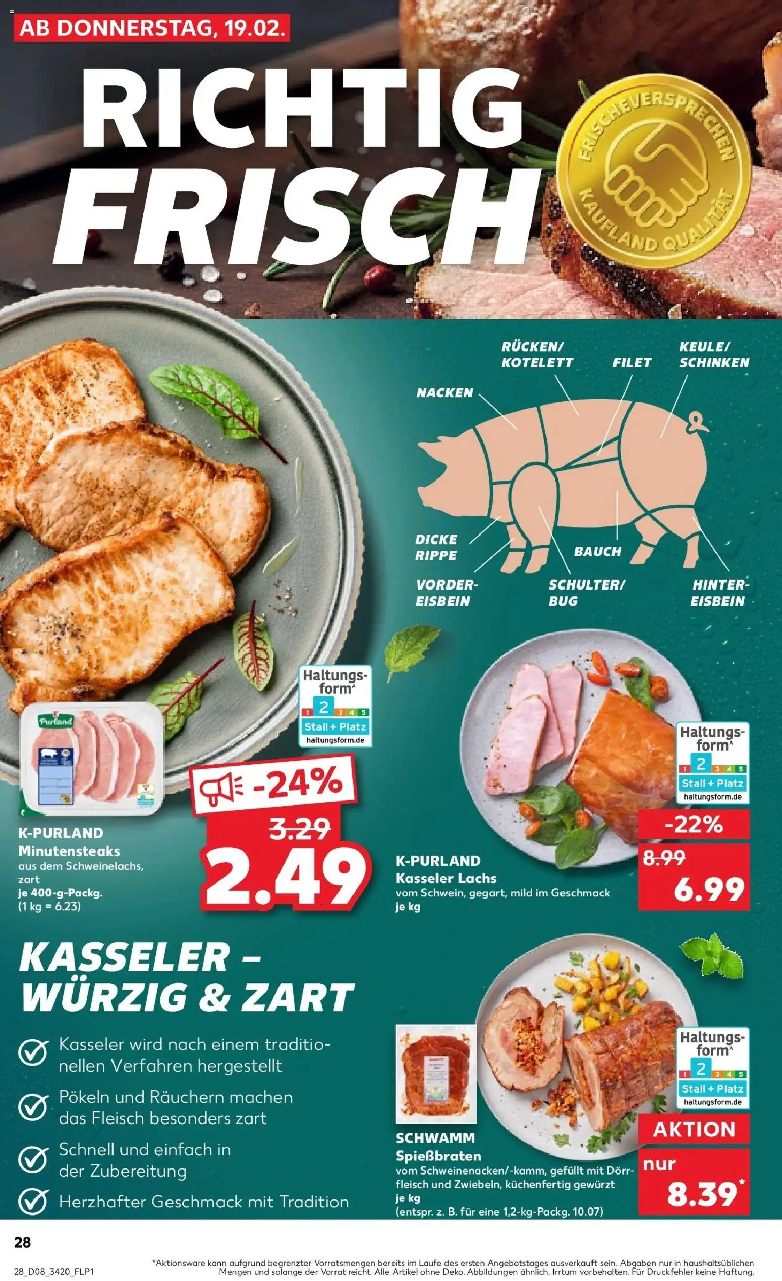 Kaufland prospekt Blankenfelde-Mahlow	 – gültig ab 22.02.2026 | Seite: 28 | Produkte: Lachs, Schinken, Steak, Fleisch