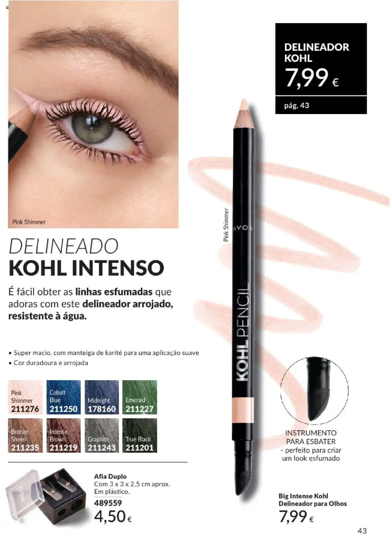 Catálogo Avon Campanha 8 │ válido de 01.08.2025 | Página: 43 | Produtos: Delineador, Manteiga