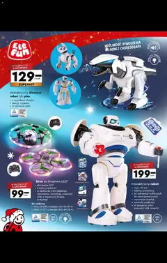 Pogląd oferty "Interaktywny dinozaur, robot lub pies, z czujnikiem dotyku, tańczy i śpiewa, w zestawie pilot" - ważna od 27.10.2025 | Strona: 30 | Produkty: Robot, Wyrzutnia, Dron