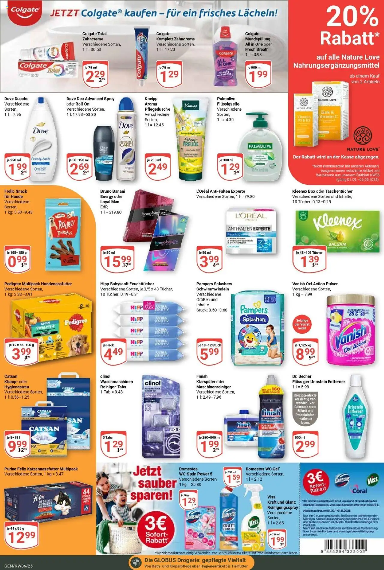 Globus prospekt Gensingen	 – gültig ab 01.09.2025 | Seite: 22 | Produkte: Coral, Box, Pampers, Pedigree