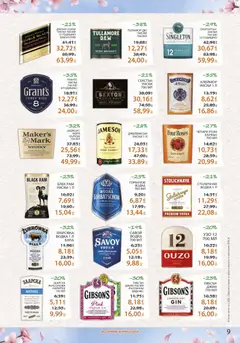 Преглед на Лекси брошура - Офертите са валидни от 18.03.2026 | Страница: 9 | Продукти: Бърбън, Джин, Уиски, Мастика