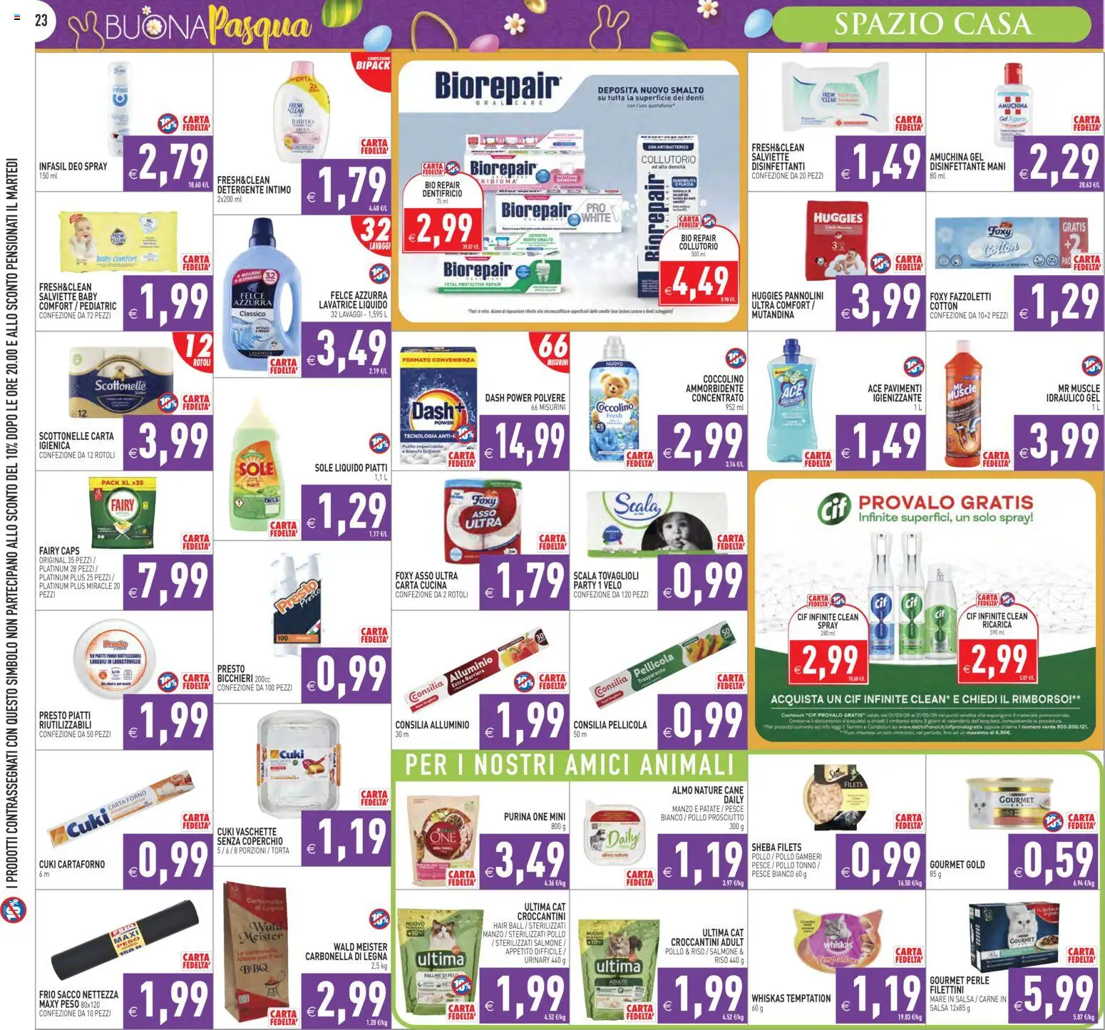 Volantino PIM Supermercati del 27.03.2026 | Pagina: 23 | Prodotti: Salmone, Manzo, Intimo, Carta forno