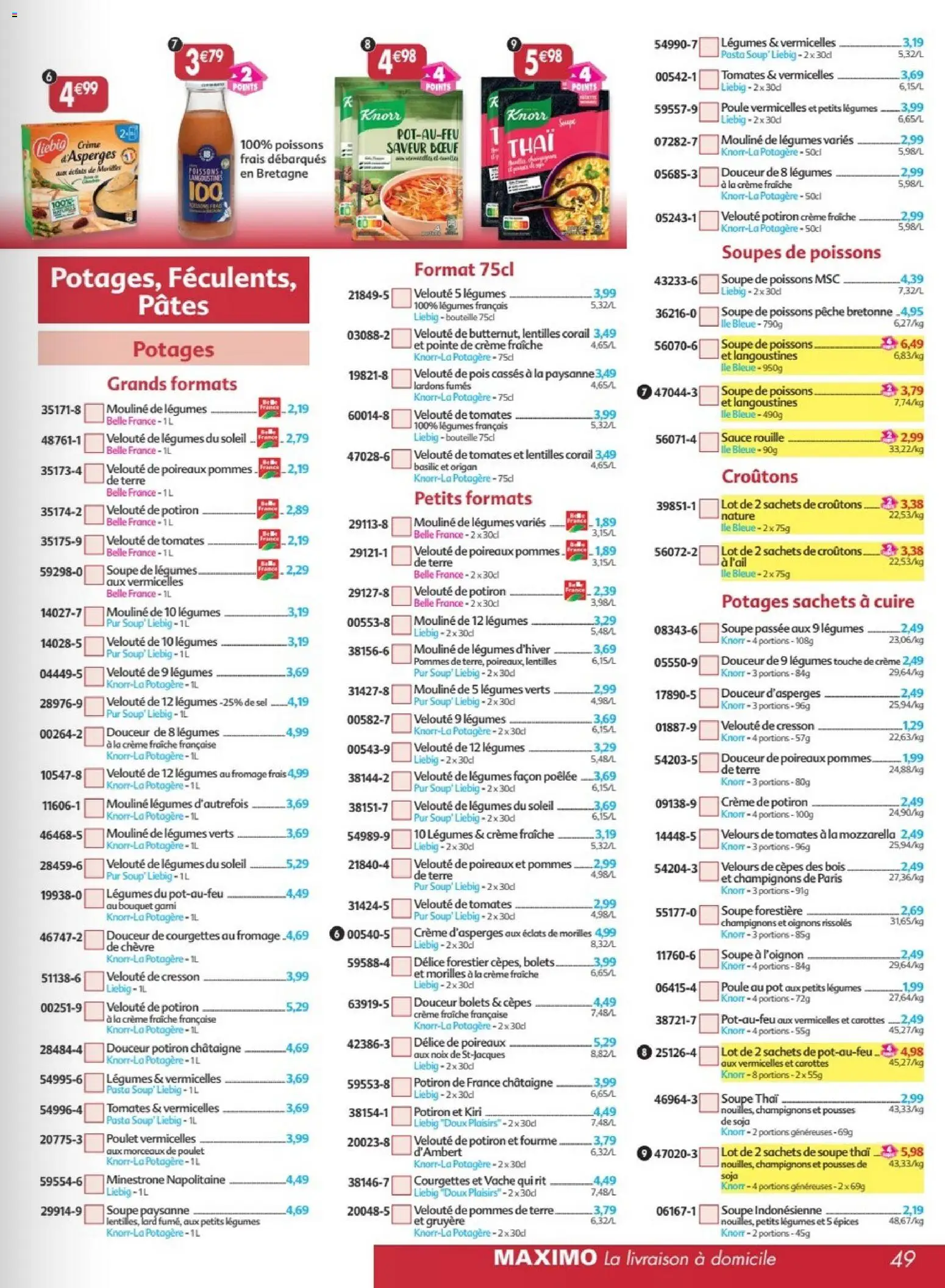 {H1} | Page: 49 | Produits: Soupe, Carottes, Poireaux, Pois