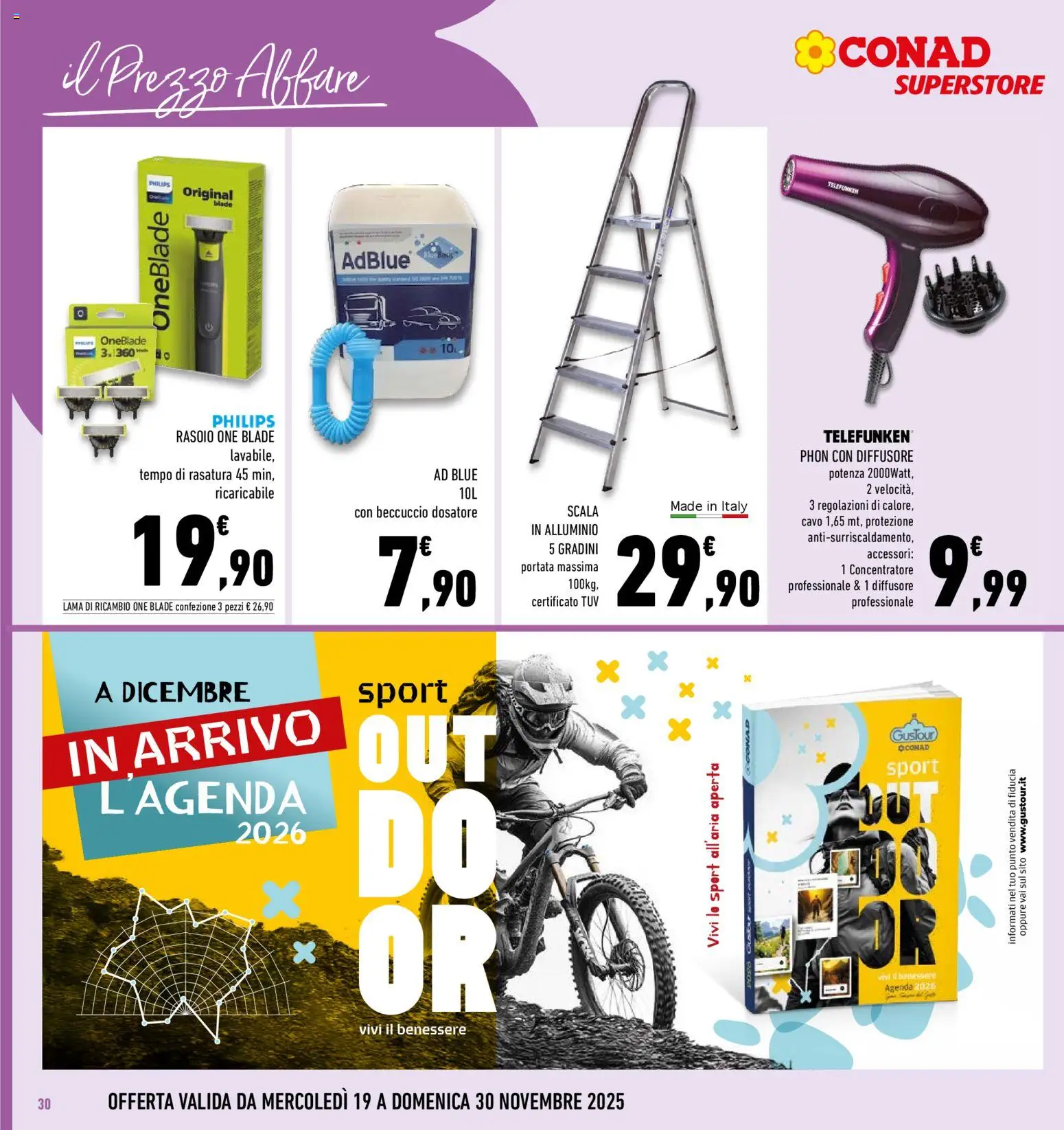 Volantino Conad del 19.11.2025 | Pagina: 30 | Prodotti: Rasoio, Cavo, Scala, Alluminio