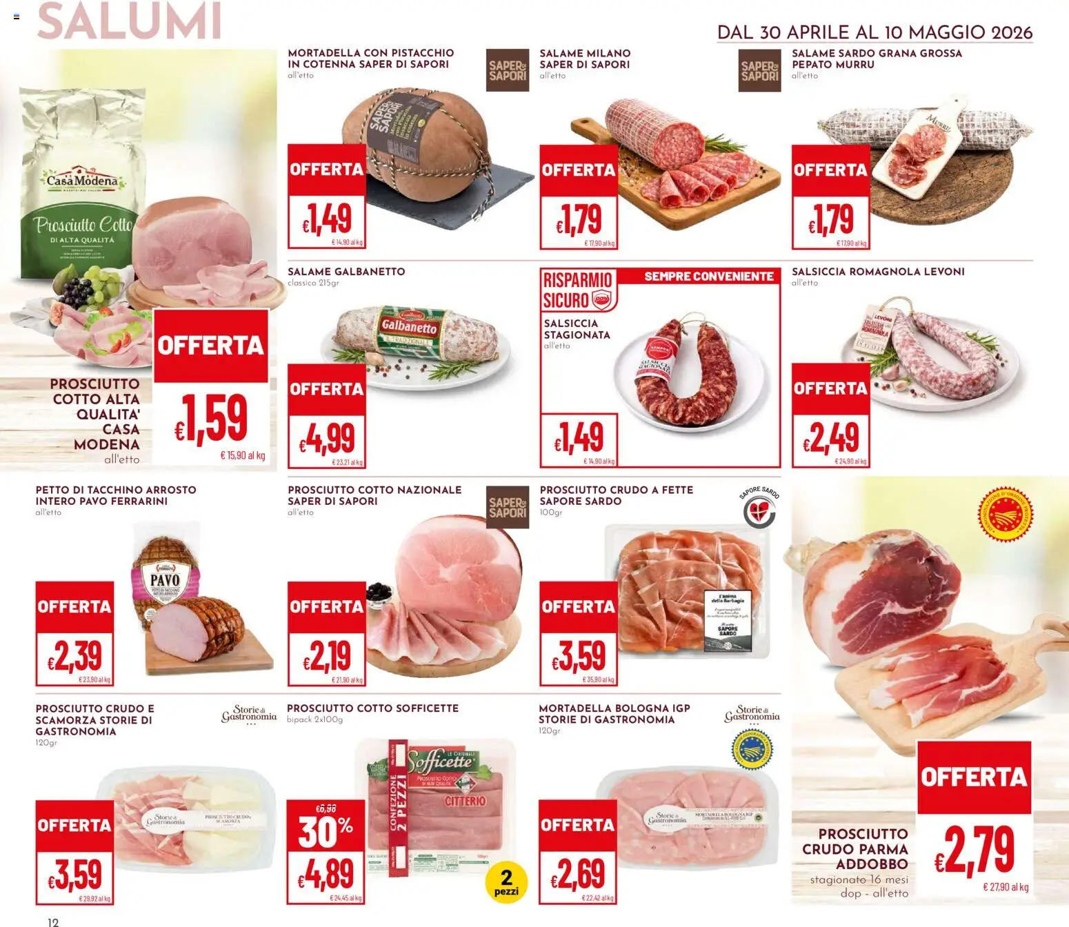 Volantino Pan del 30.04.2026 | Pagina: 12 | Prodotti: Prosciutto Crudo, Prosciutto Cotto, Prosciutto, Mortadella