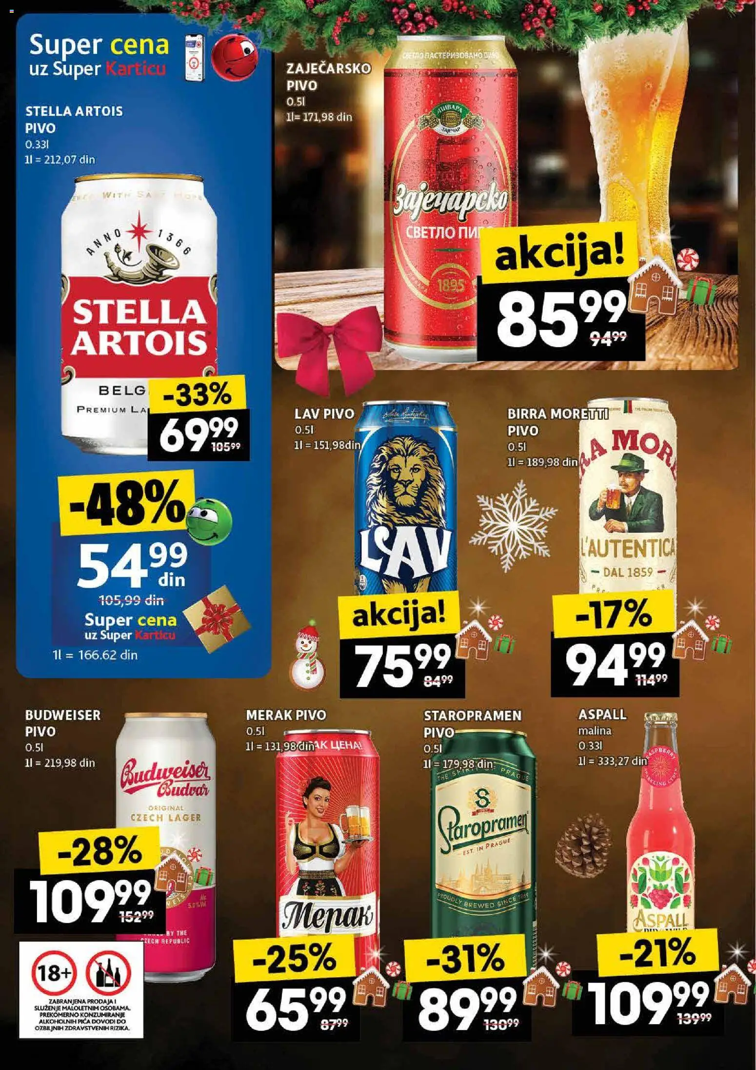 Idea katalog - važi od 04.12.2025 | Strana: 26 | Proizvode: Stella Artois, Zaječarsko pivo, Malina, Pivo