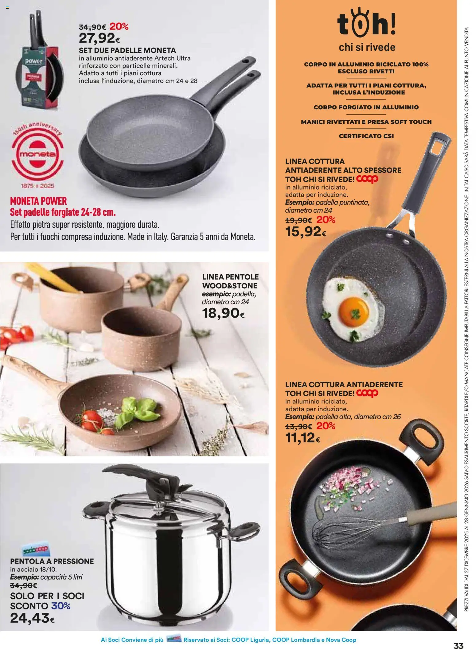 Volantino Ipercoop del 27.12.2025 | Pagina: 33 | Prodotti: Data, Padella, Alluminio, Presa