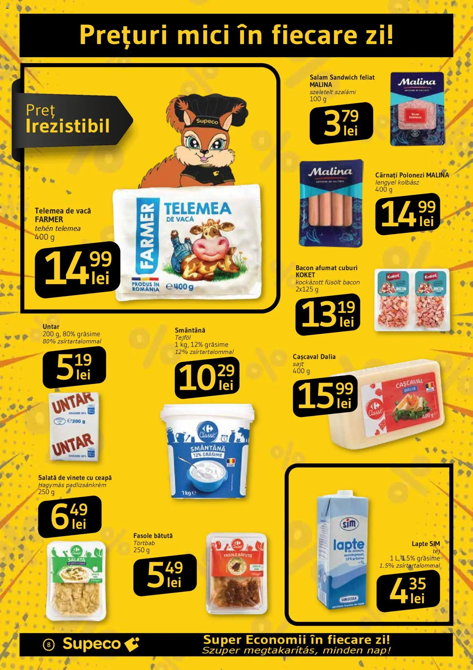 Noul catalog Supeco – valabil de la 19.03.2026 | Pagină: 8 | Produse: Bacon, Salată, Ceapă, Cârnați