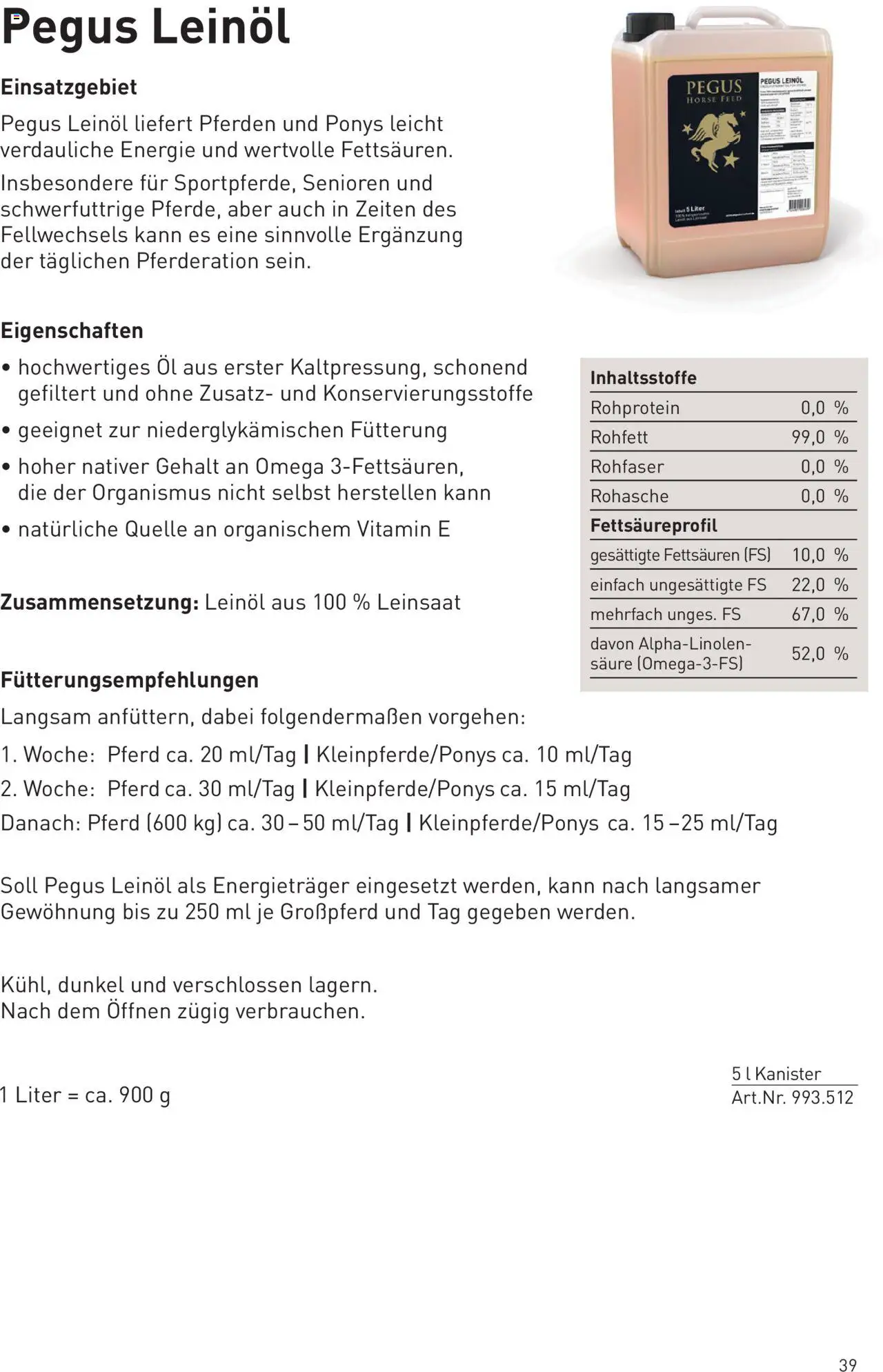 Lagerhaus  Pegus gültig ab 10.09.2025 | Seite: 39 | Produkte: Öl