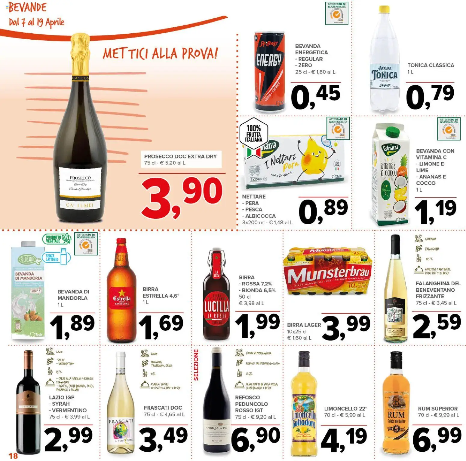 Volantino Todis del 07.04.2026 | Pagina: 18 | Prodotti: Birra, Prosecco, Rum, Cocco