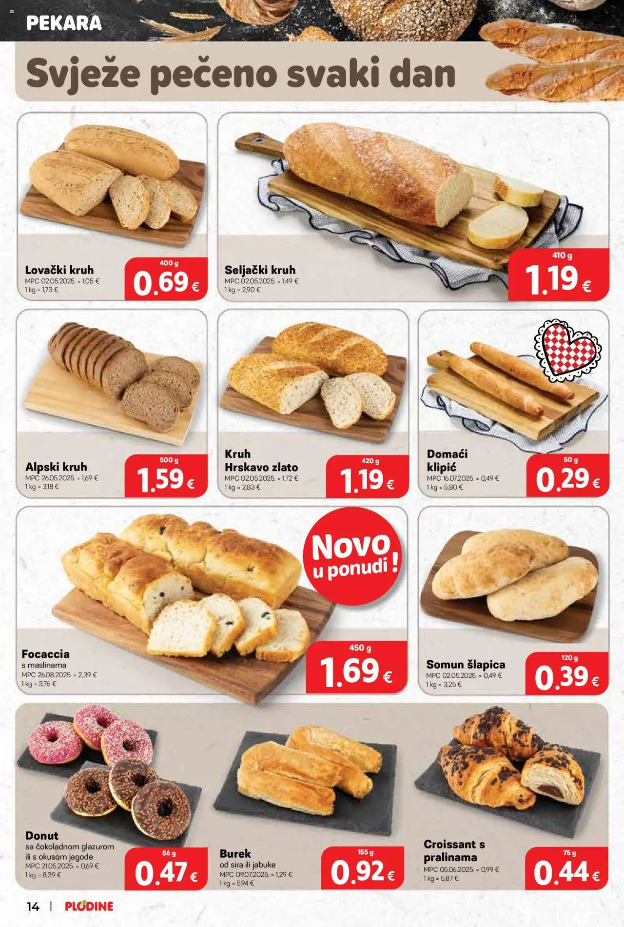 Plodine katalog | vrijedi od 17.09.2025 | Stranica: 14 | Proizvodi: Somun, Jabuke, Jagode, Burek