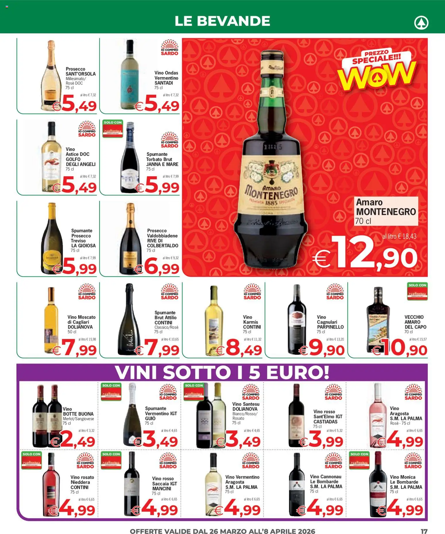 Volantino Eurospar del 26.03.2026 | Pagina: 17 | Prodotti: Prosecco, Vino, Astice, Amaro