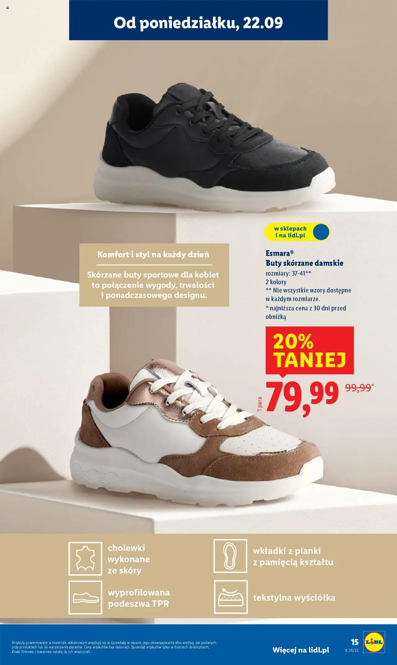 Lidl Katalog od 22.09.2025 | Strona: 15 | Produkty: Buty sportowe, Buty, Pianki