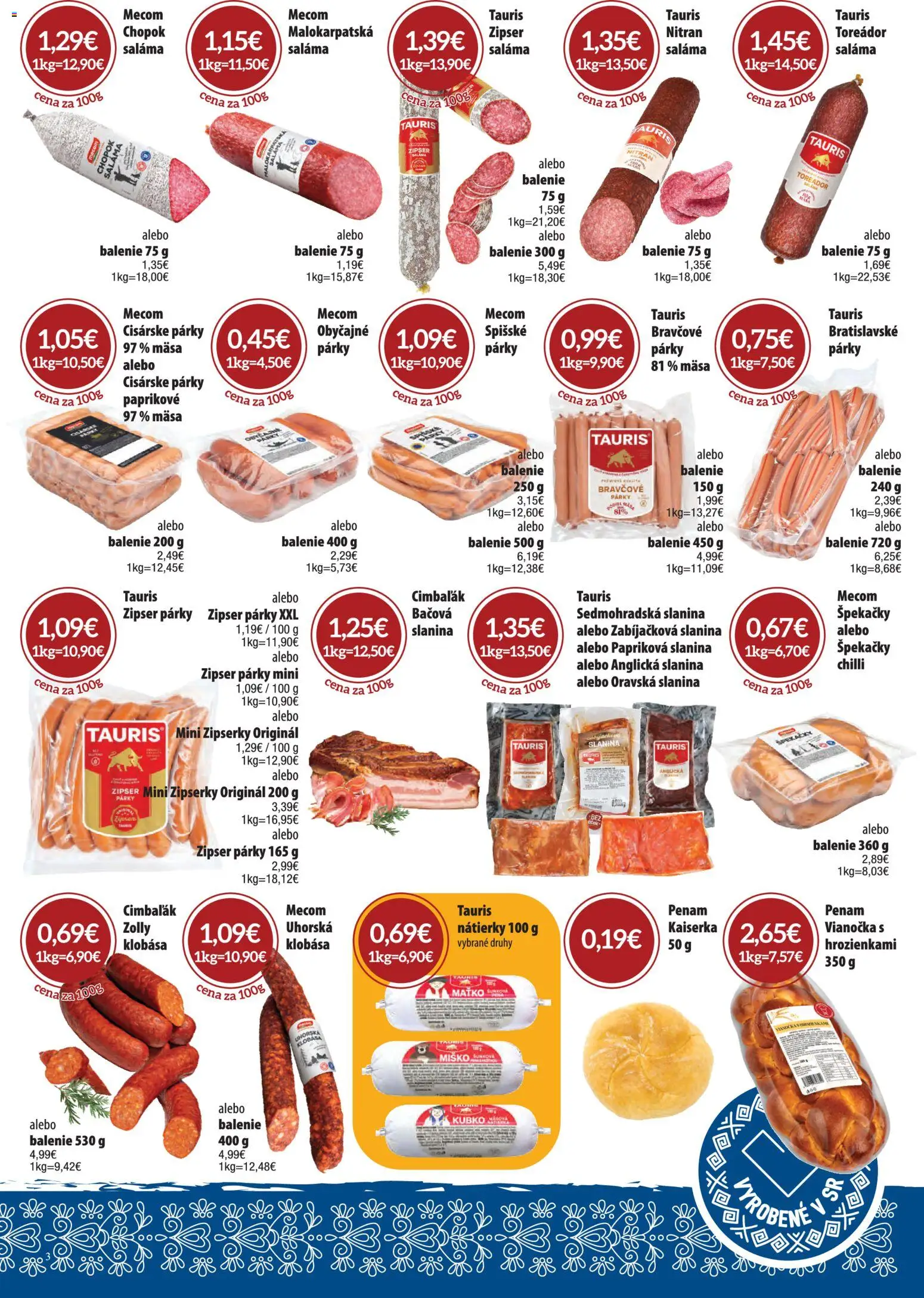 Nové CBA Komfos akcie – leták je platný od 05.03.2026 | Strana: 3 | Produkty: Saláma, Slanina, Klobása, Chilli
