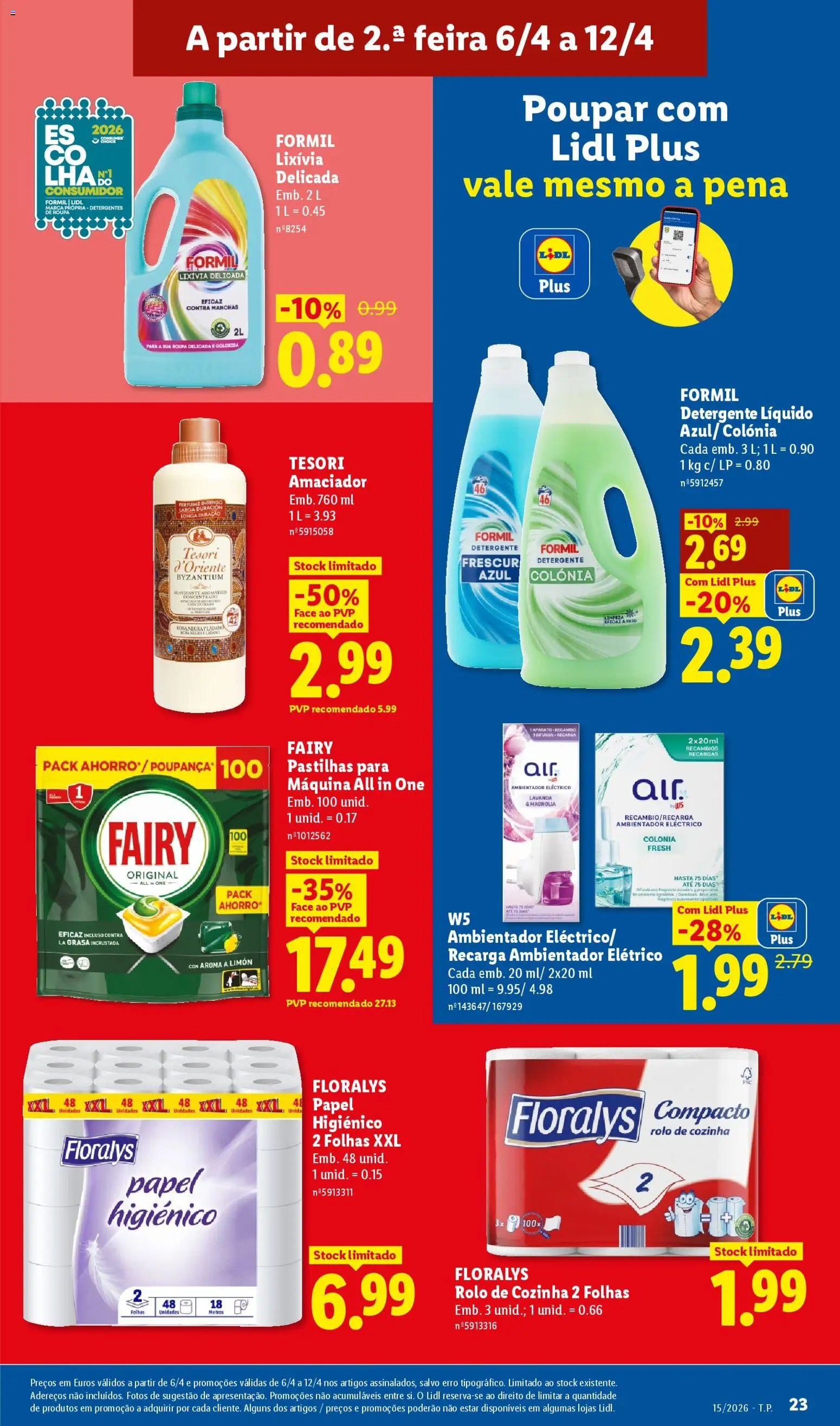 Lidl folheto │ válido de 06.04.2026 | Página: 23 | Produtos: Papel higiénico, Perfume, Detergente, Difusor