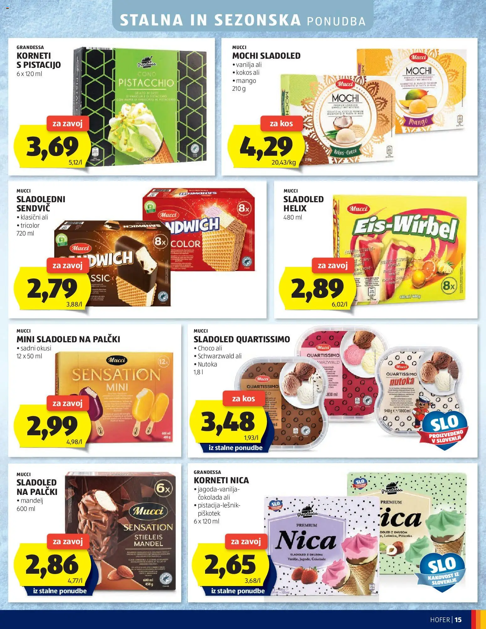 Novi Hofer katalog ponudbe – veljaven od 29.04.2026 | Stran: 15 | Izdelki: Kos, Cokolada, Sladoled, Mango