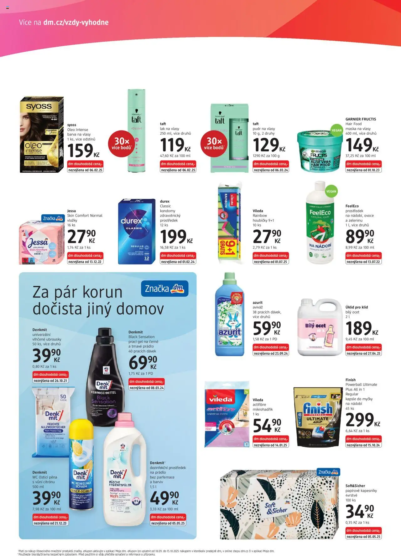 dm drogerie - Express App leták od 18.09.2025 | Strana: 2 | Produkty: Papírové kapesníky, Aloe vera, Durex, Lak na vlasy