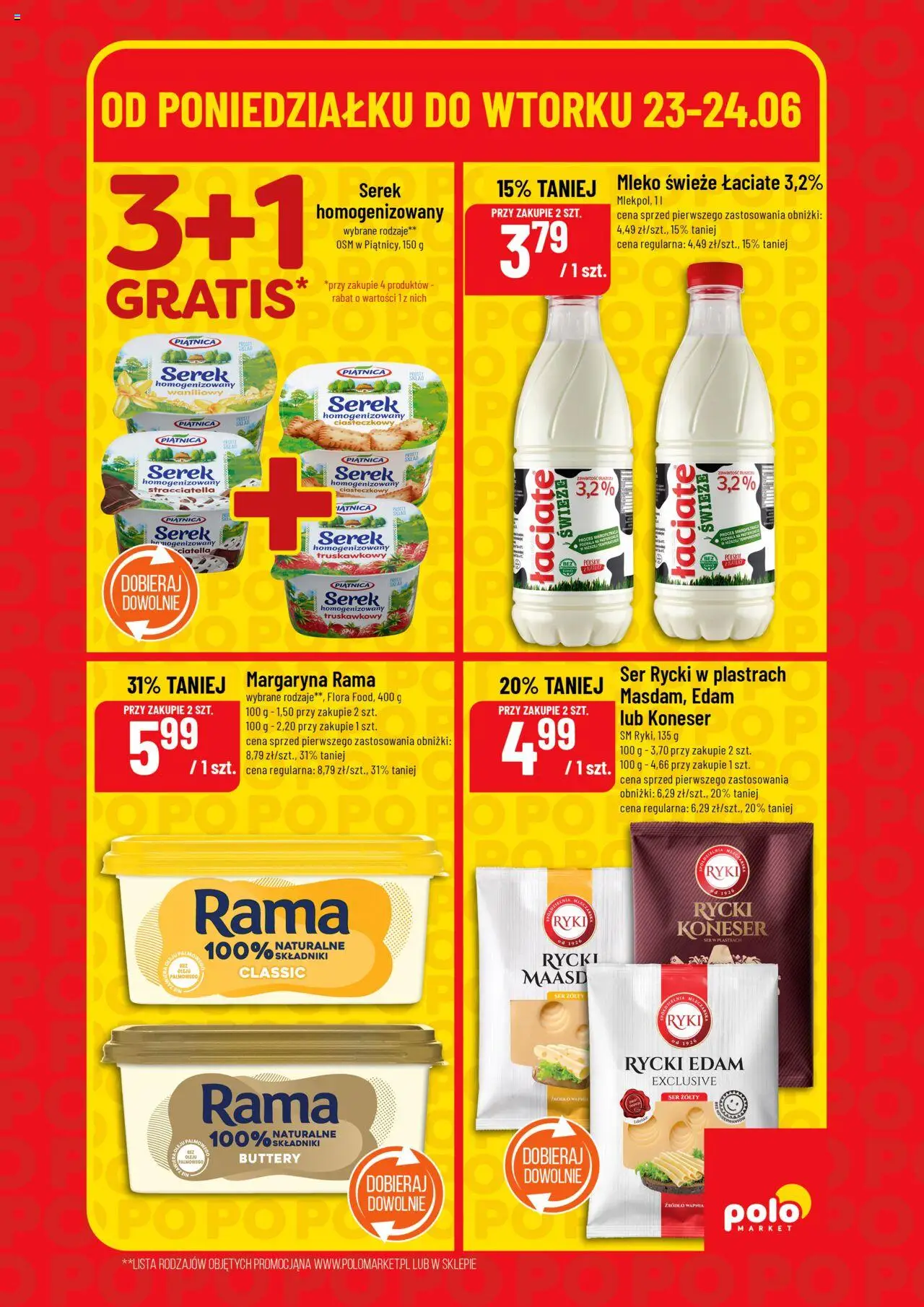 POLOmarket Gazetka - Super Hity od 23.06.2025 | Strona: 3 | Produkty: Ser żółty, Margaryna, Mleko, Ser