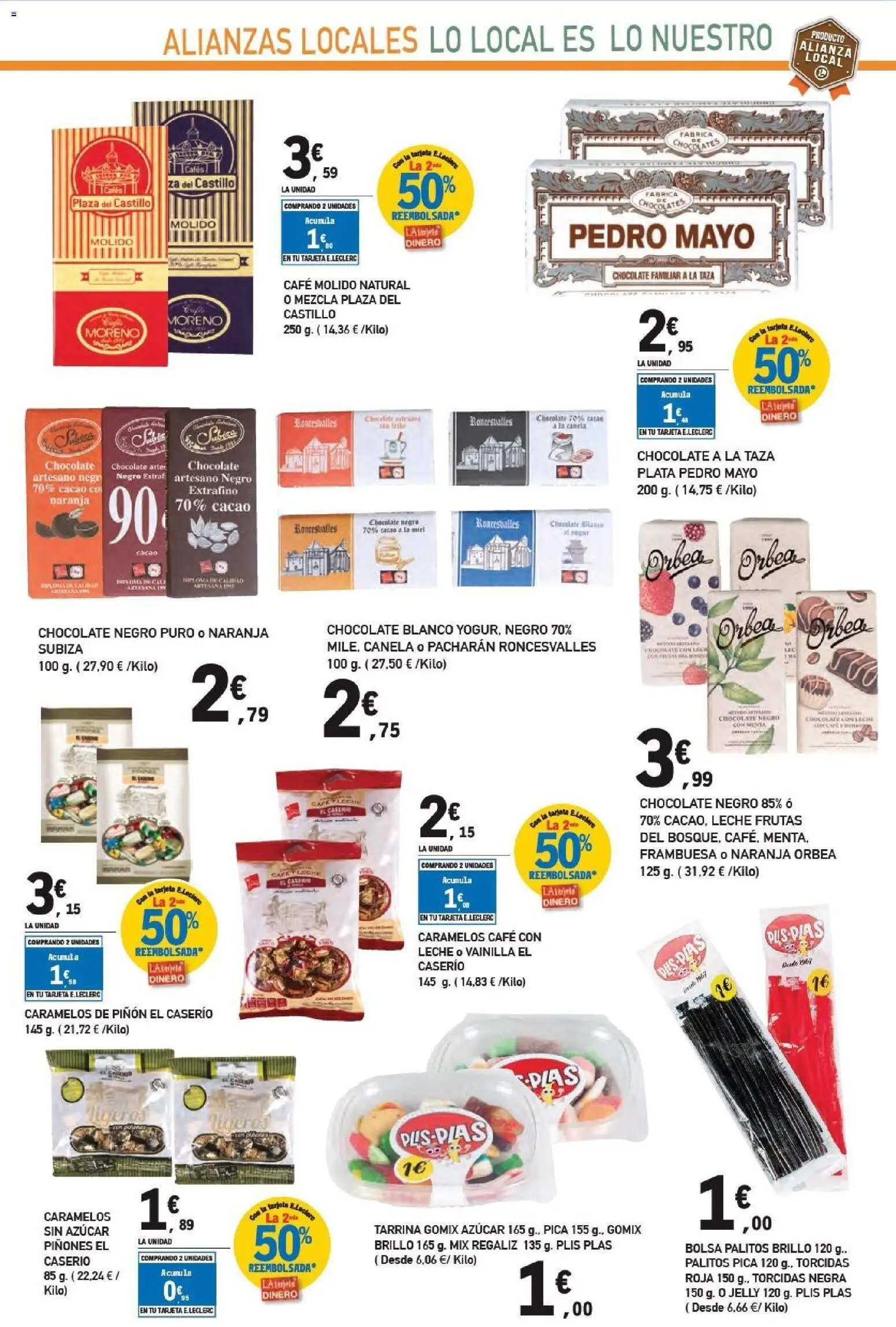 E.Leclerc - Alianz Locales │ válido desde el 25.02.2026 | Página: 49 | Productos: Café molido, Chocolate con leche, Bolsa, Φρυγανιές σικάλεως