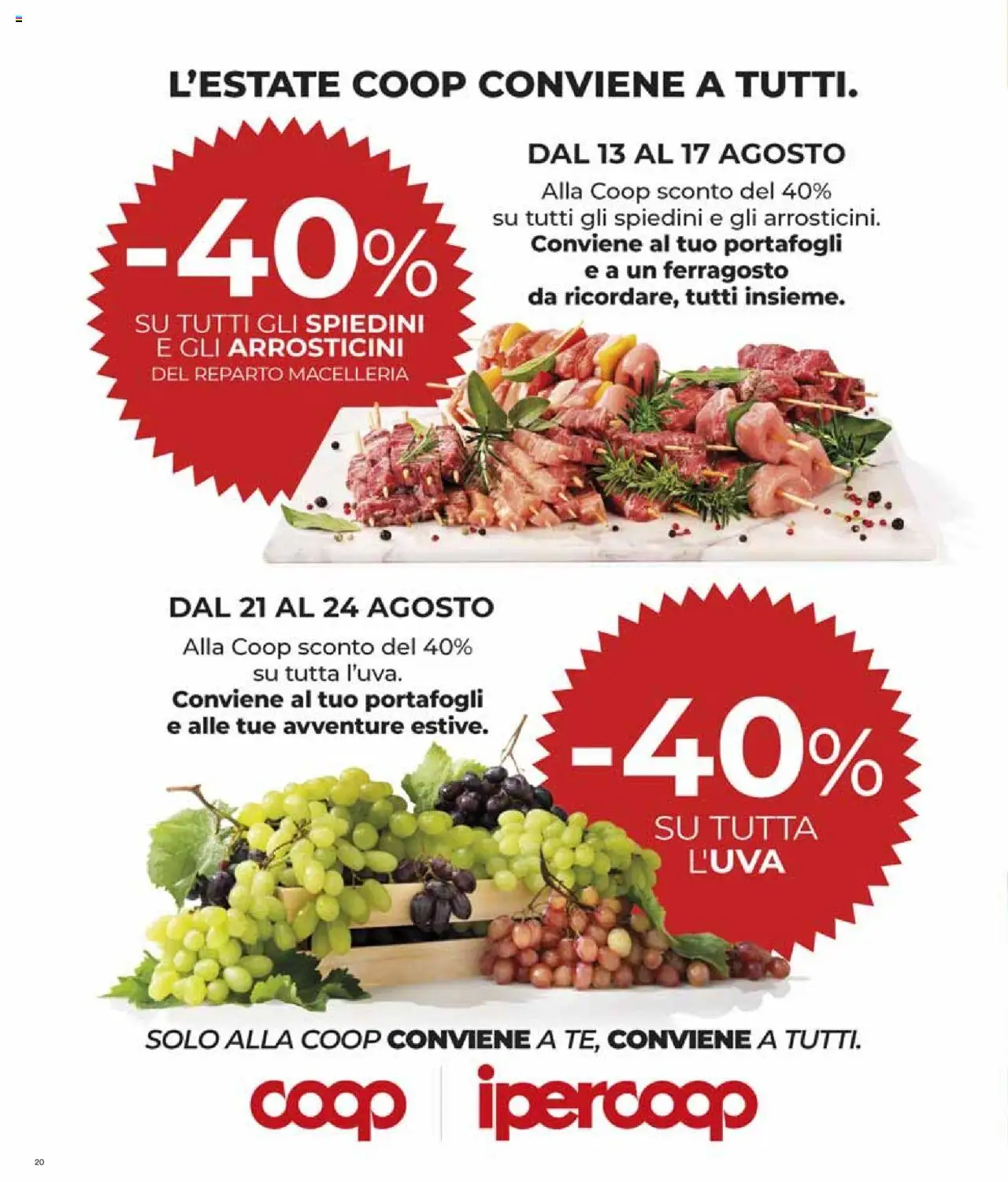 Volantino Ipercoop del 14.08.2025 | Pagina: 20 | Prodotti: Spiedini, Arrosticini