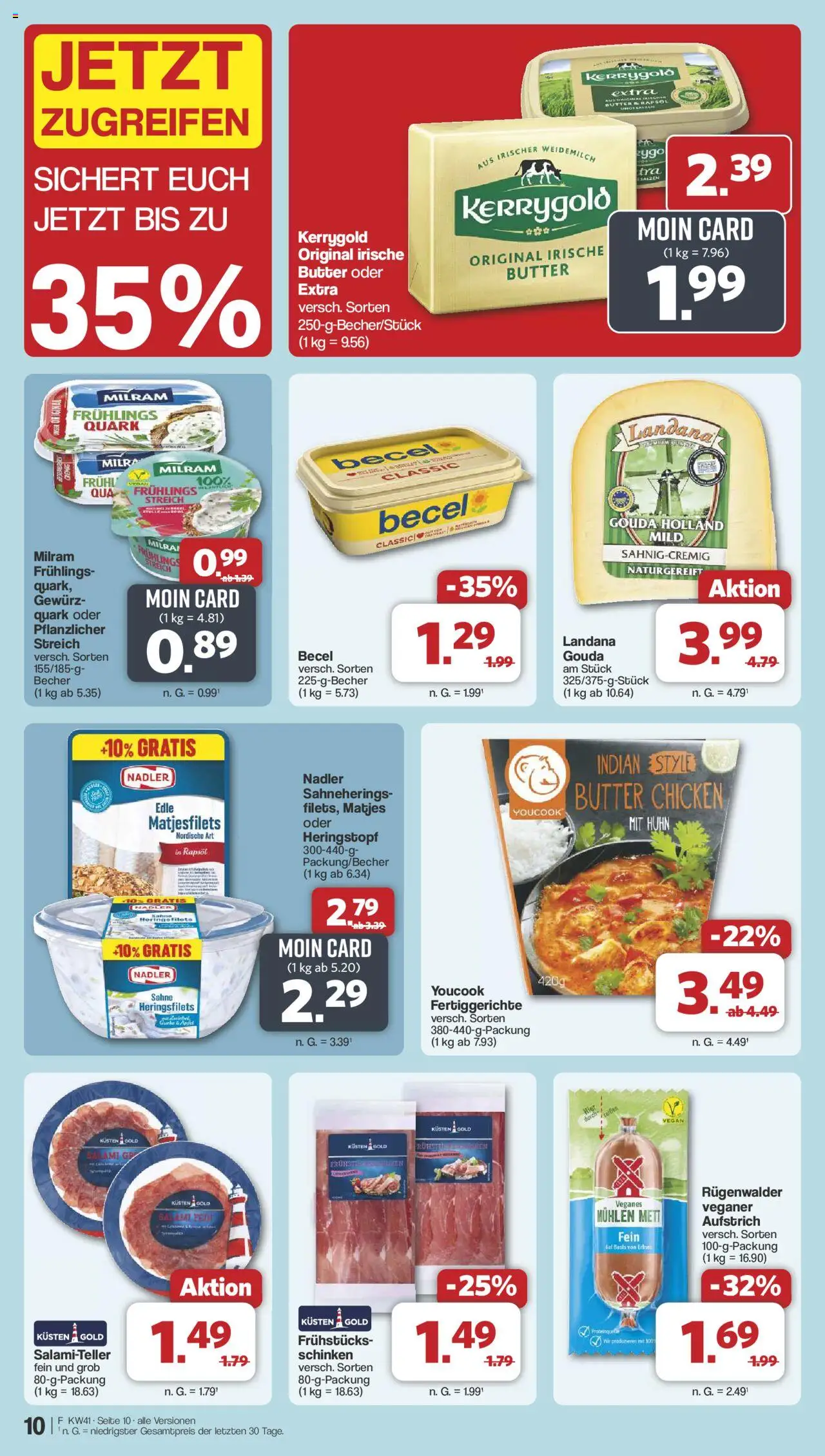 Famila Nordwest Prospekt 	 – gültig ab 06.10.2025 | Seite: 10 | Produkte: Butter, Milram, Fertiggerichte, Salami